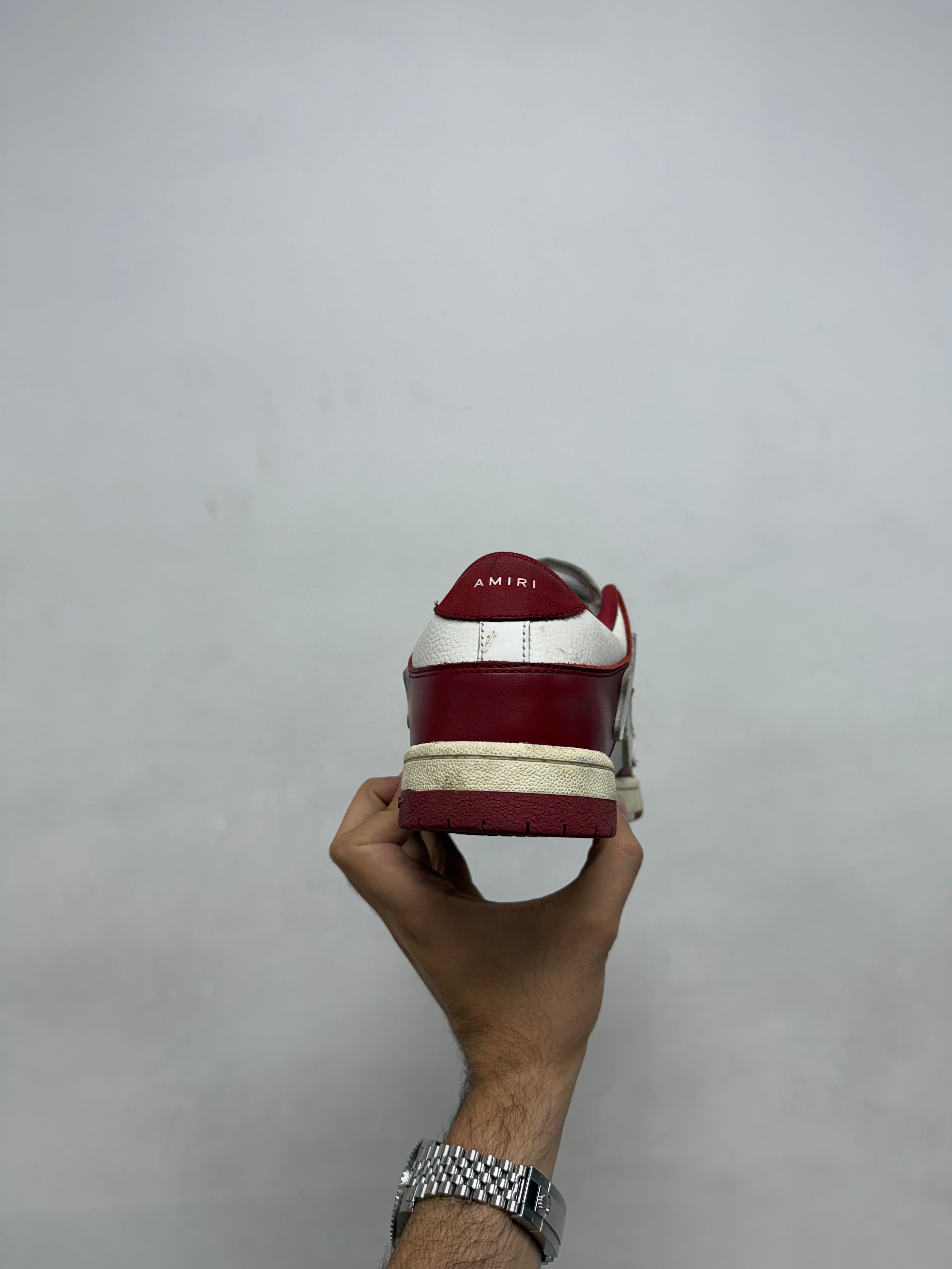 Amiri Maroon White Skel-Top Low Sneakers