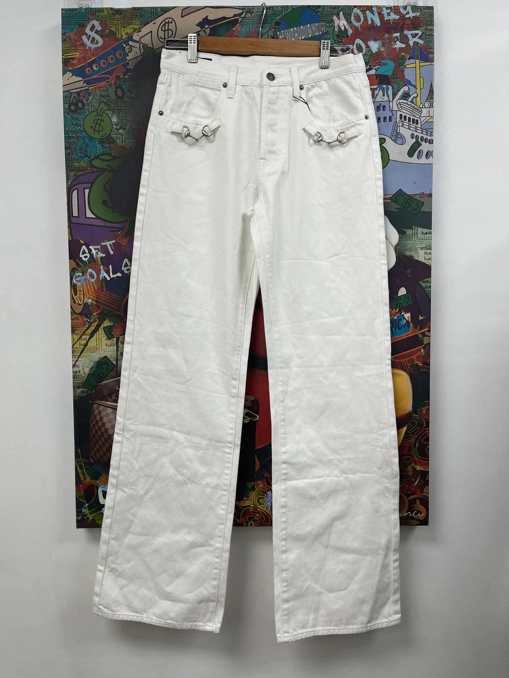 Gucci Cotton Denim Pant With Horsebait Detail White Jeans