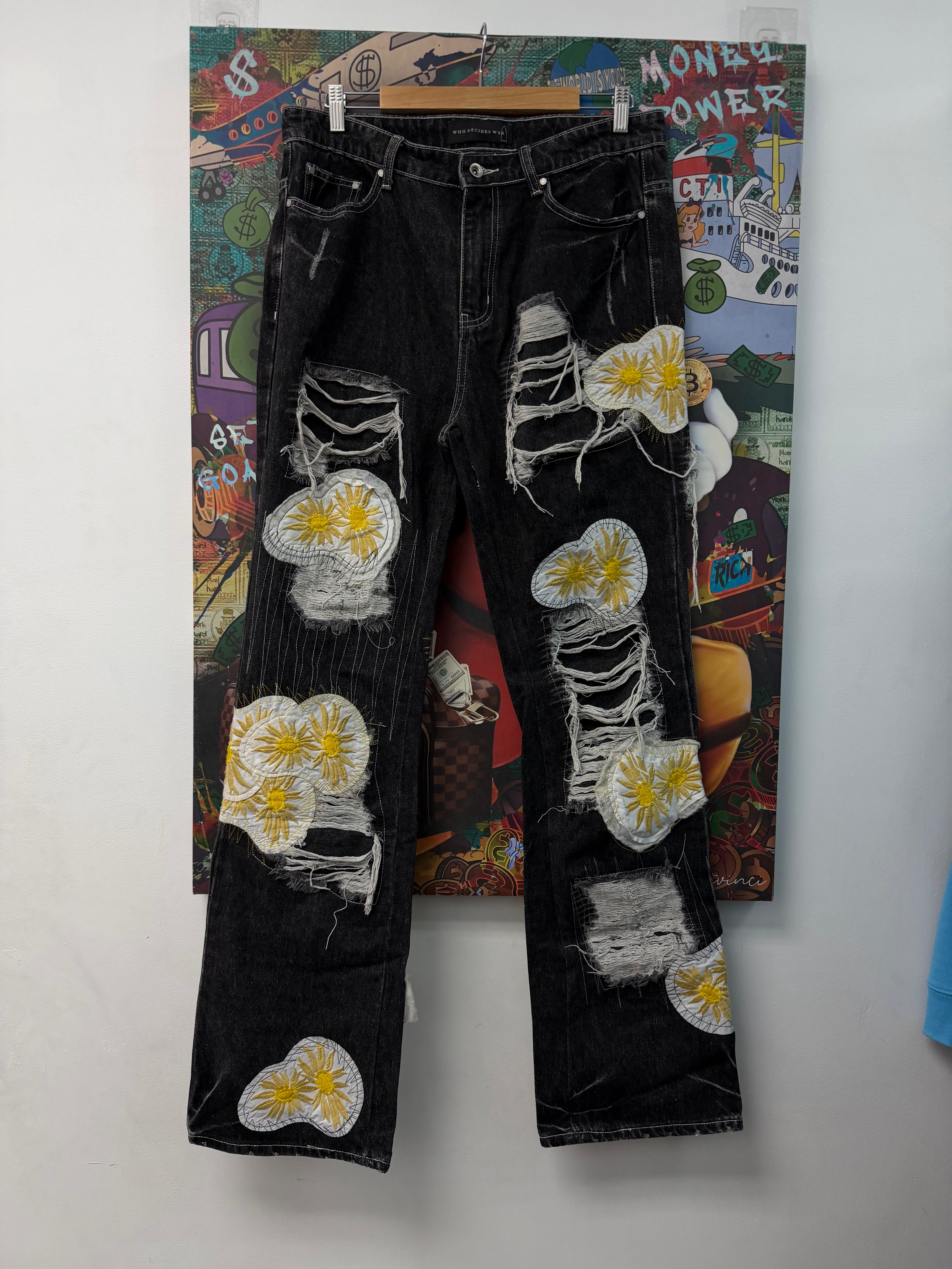 Who Decides War Black Wash Sunflower Jeans