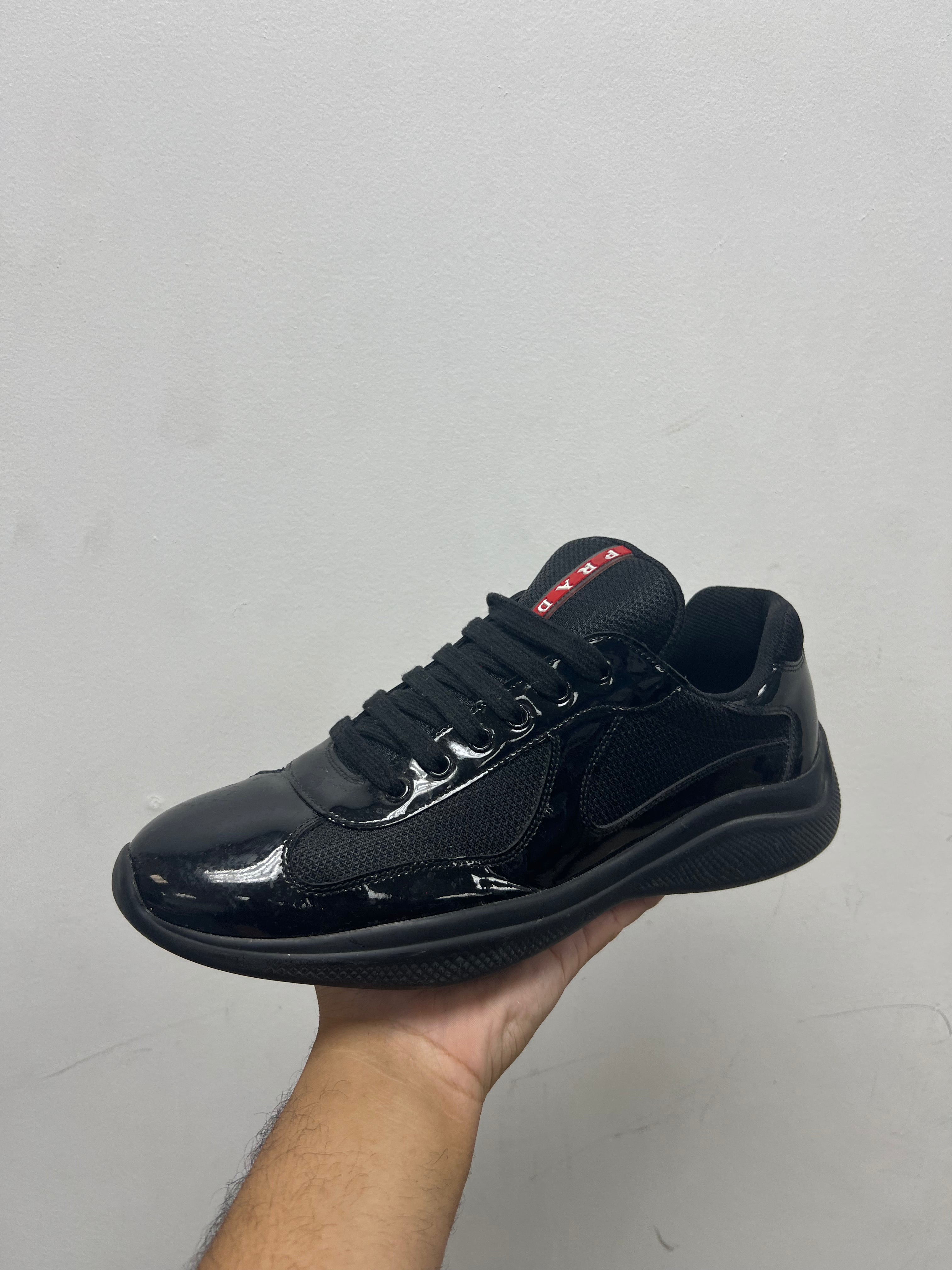 Prada Black Patent Cup Sneakers