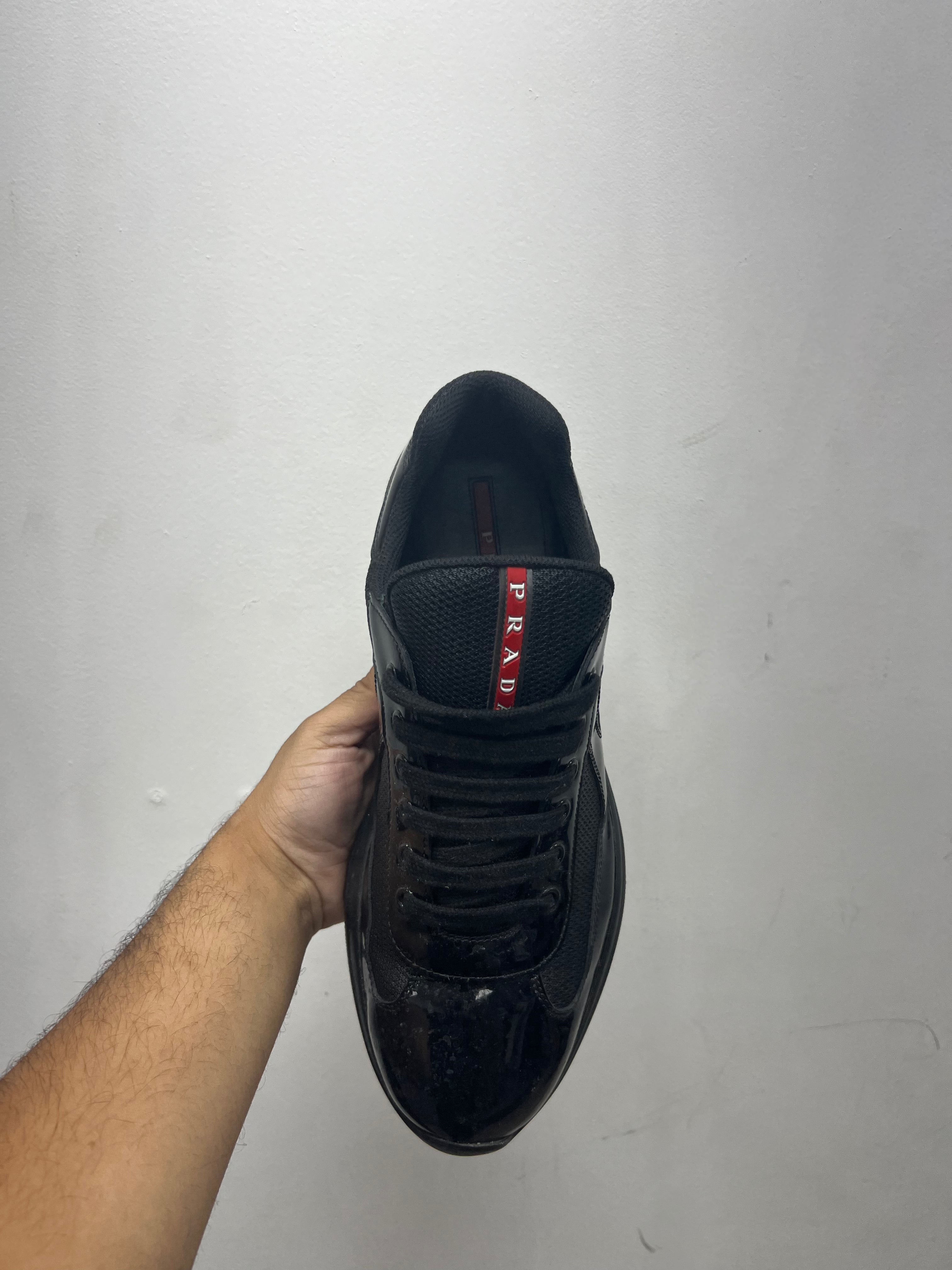 Prada Black Patent Cup Sneakers