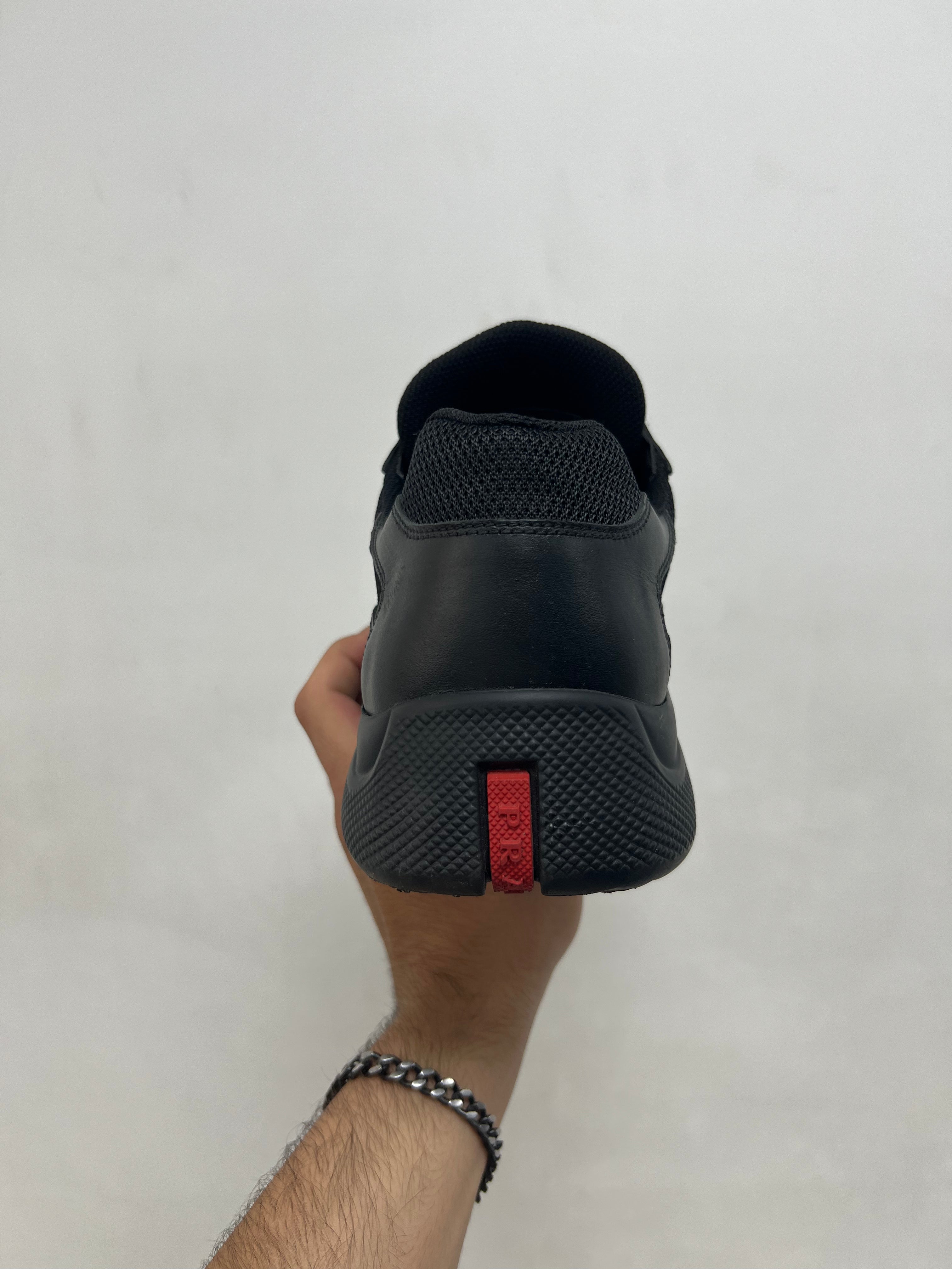 Prada Black Leather Cup Sneakers