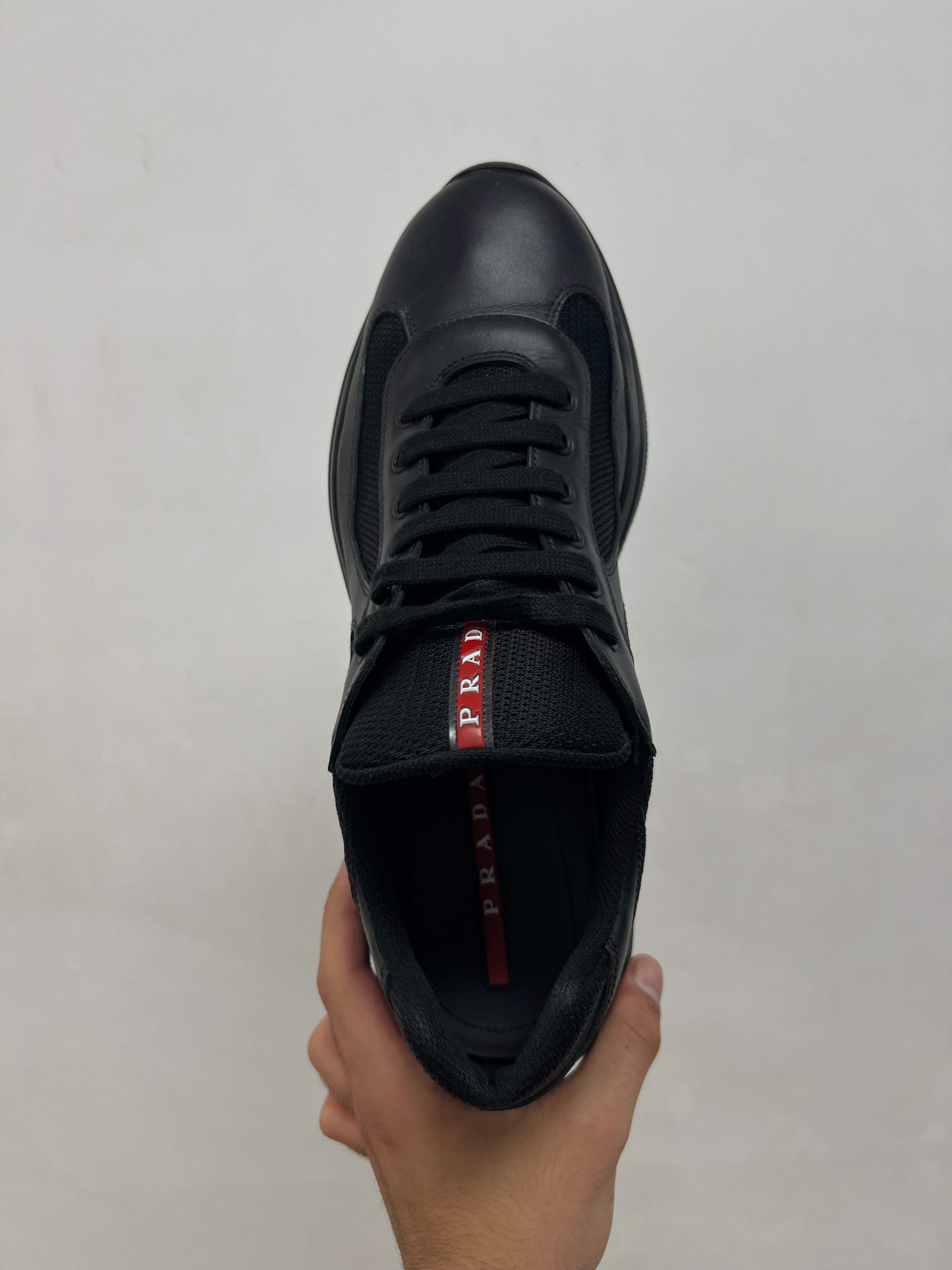 Prada Black Leather Cup Sneakers
