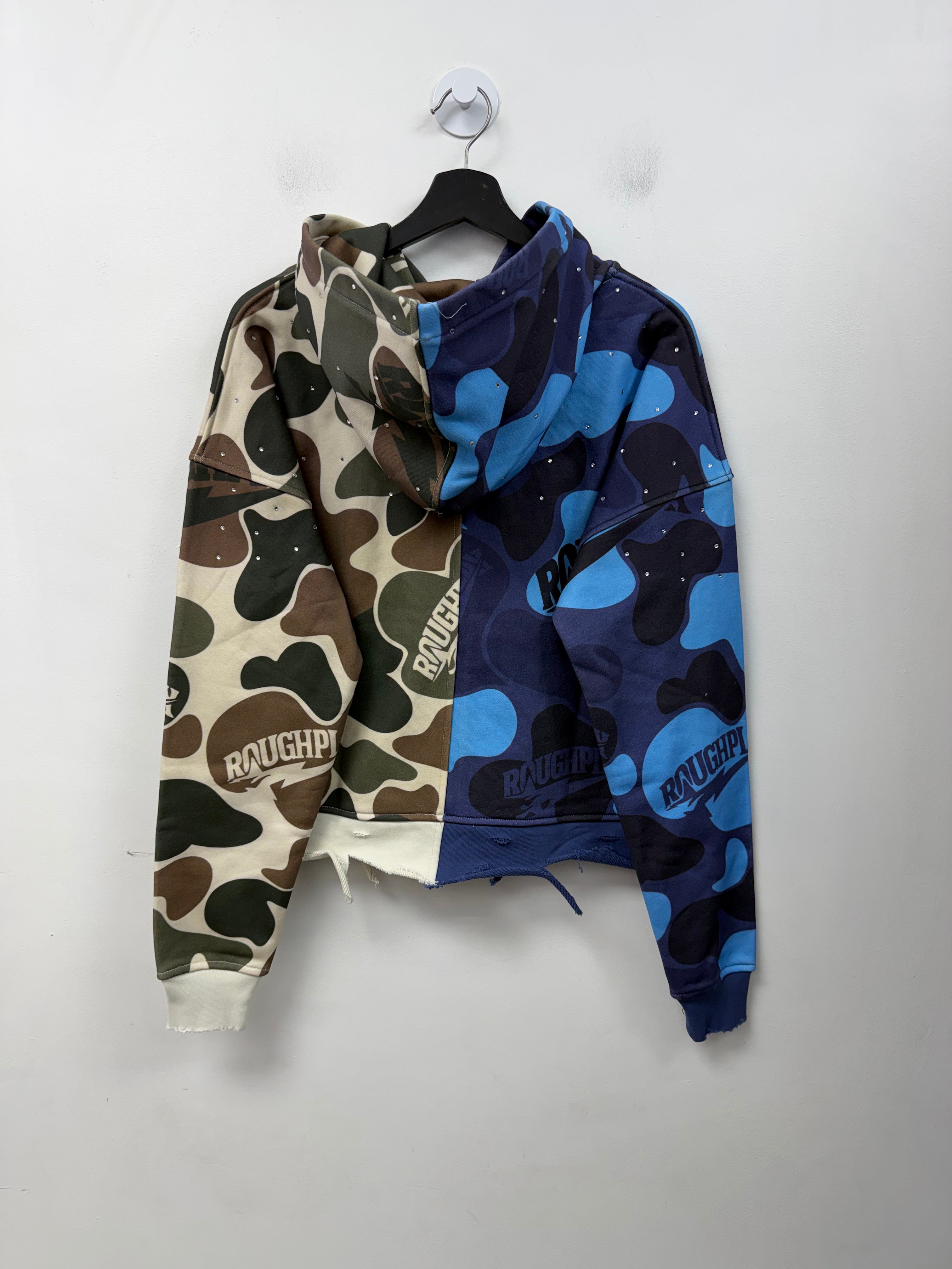 Rough Play Split Camo Rhinestone Zip Up