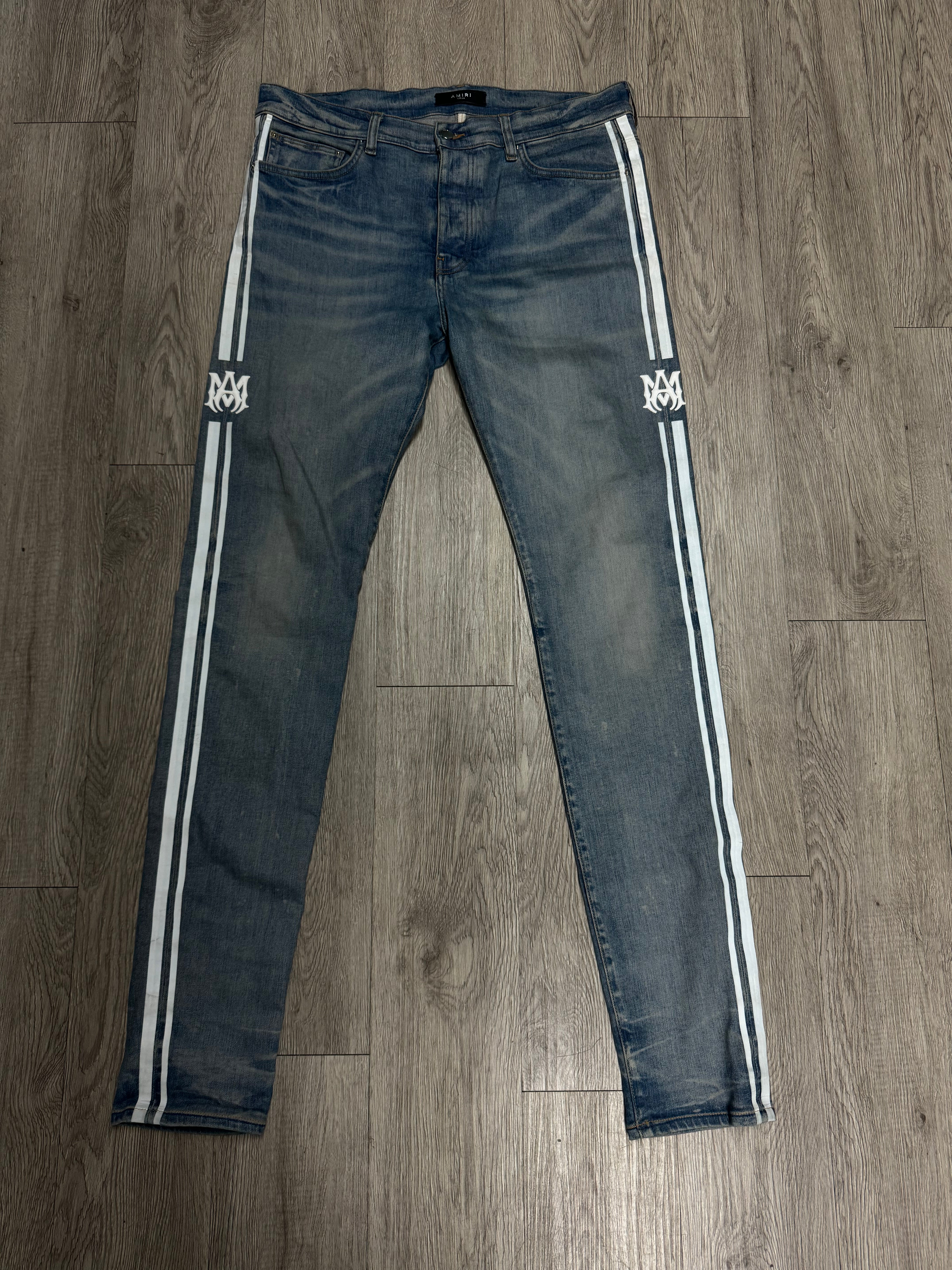 Amiri Light Wash White MA Stripe Jeans
