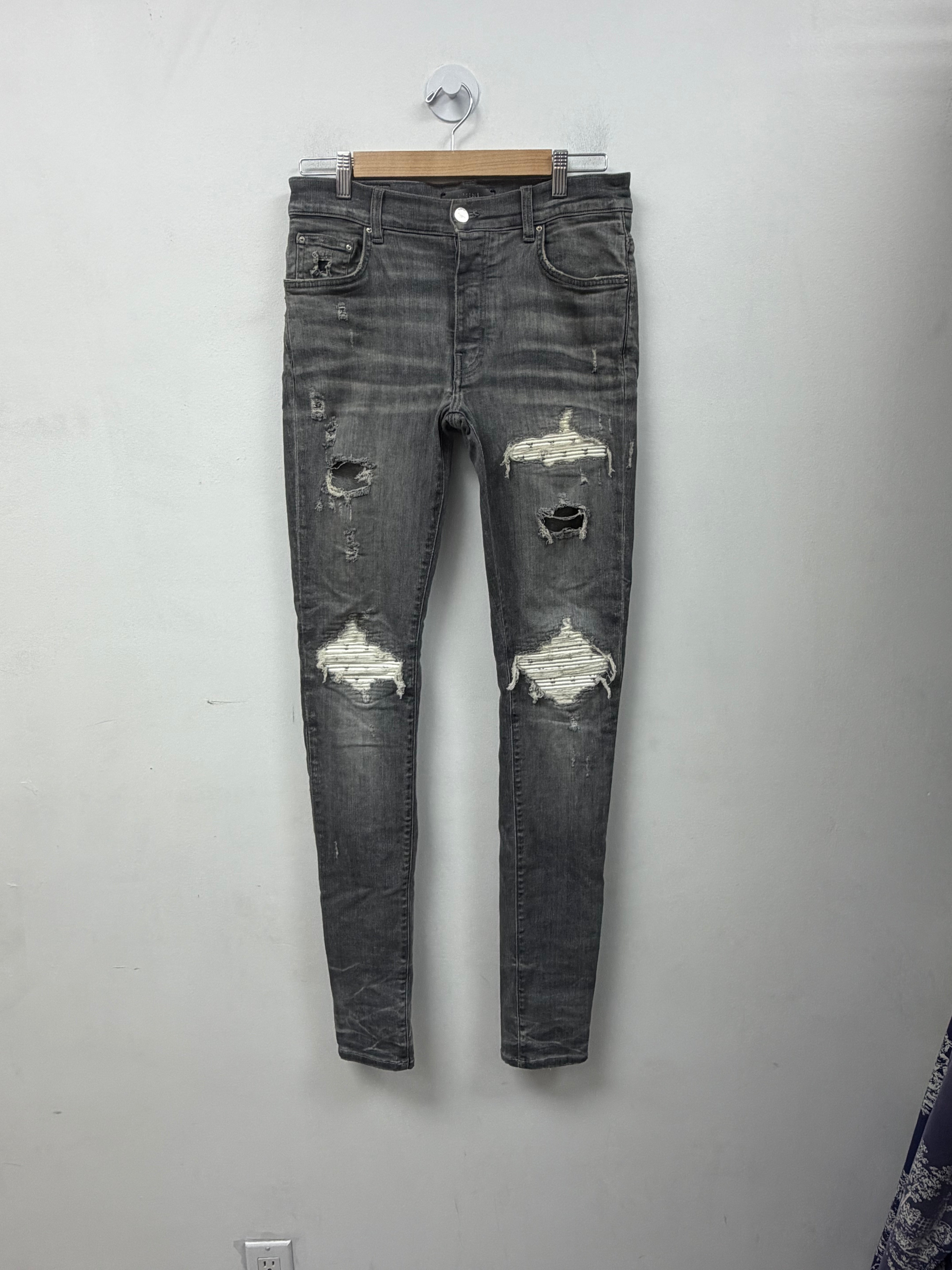 Amiri MX1 Grey Playboy Patch Jeans