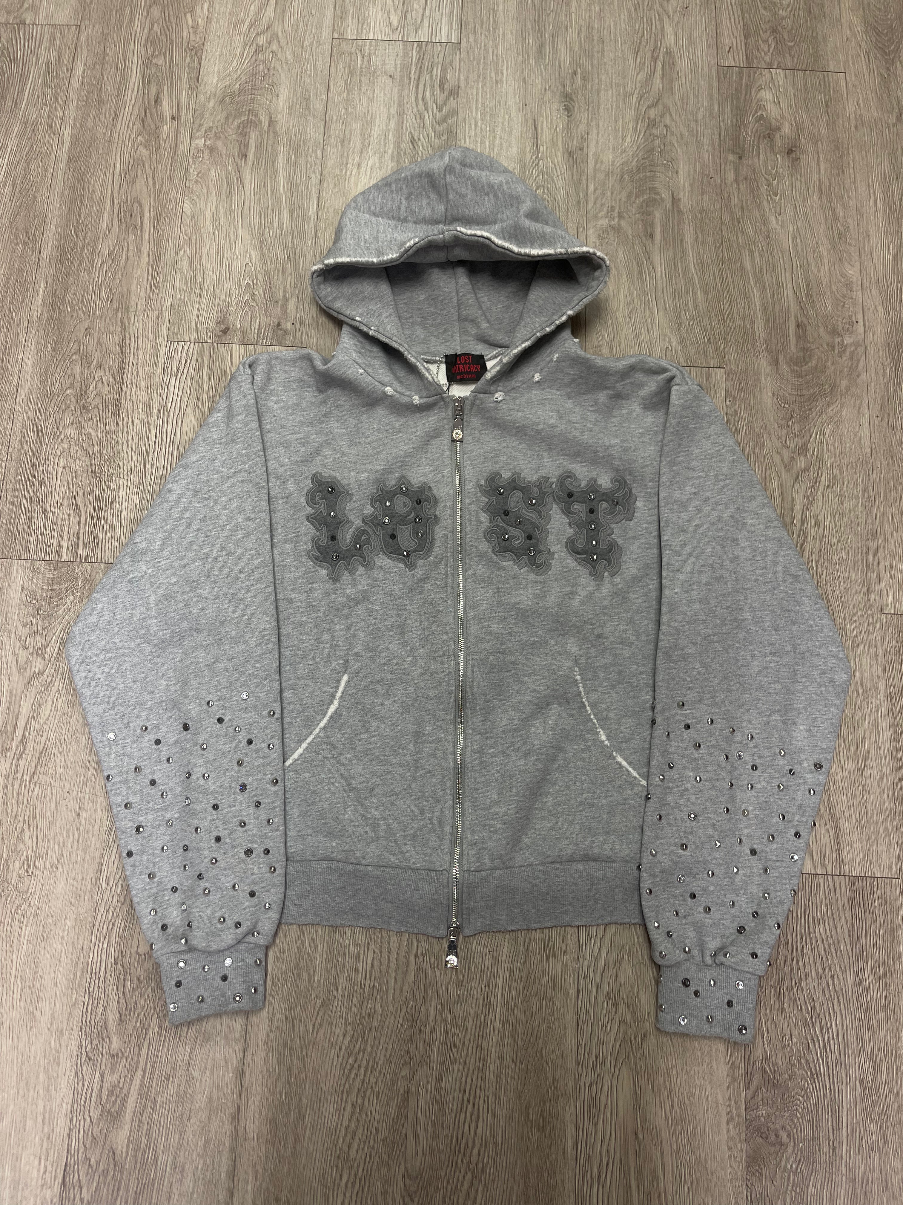 Lost Intricacy Grey Patch Zip Up