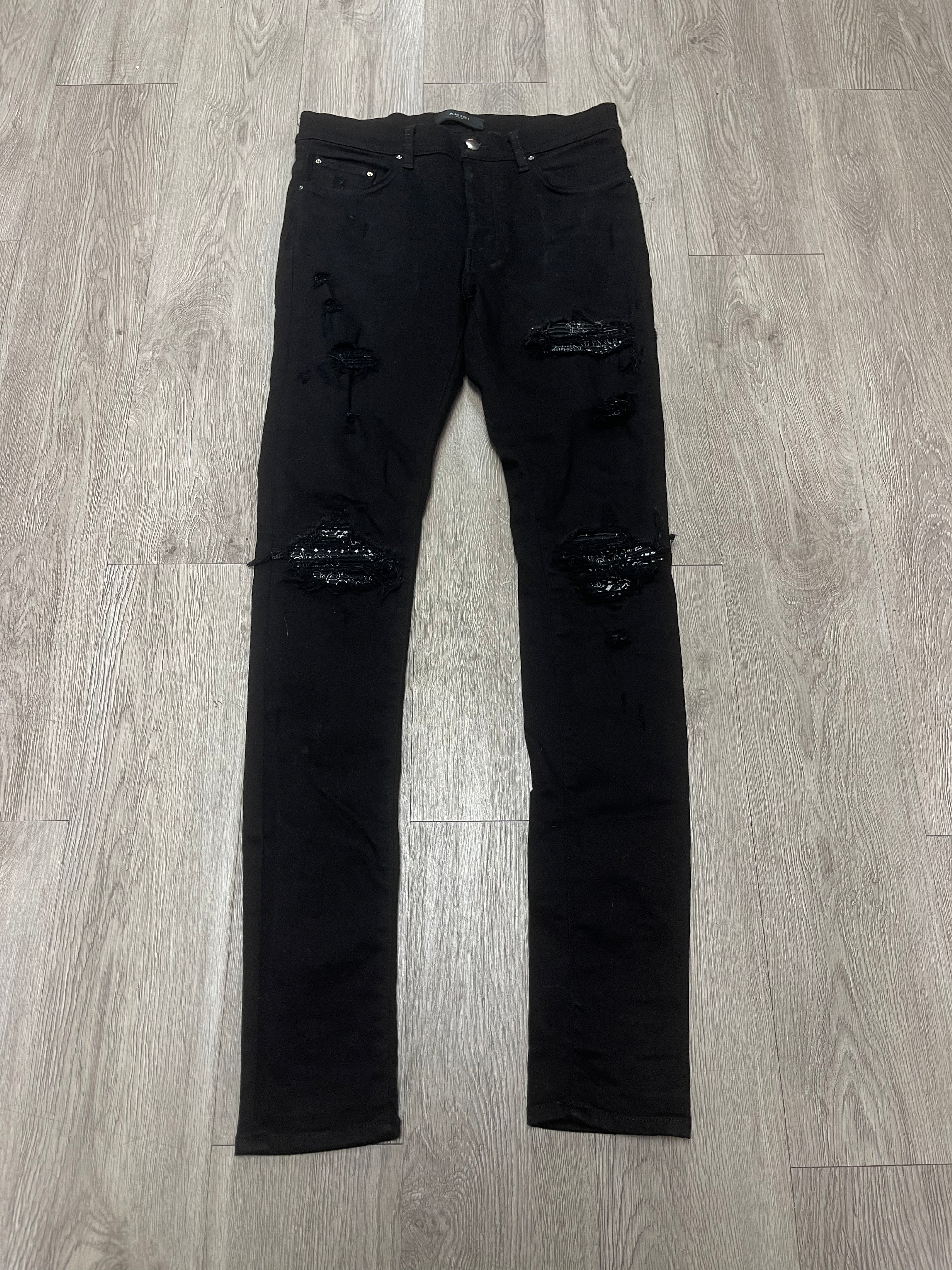 Amiri Black White Paisley Patch MX1 Jeans
