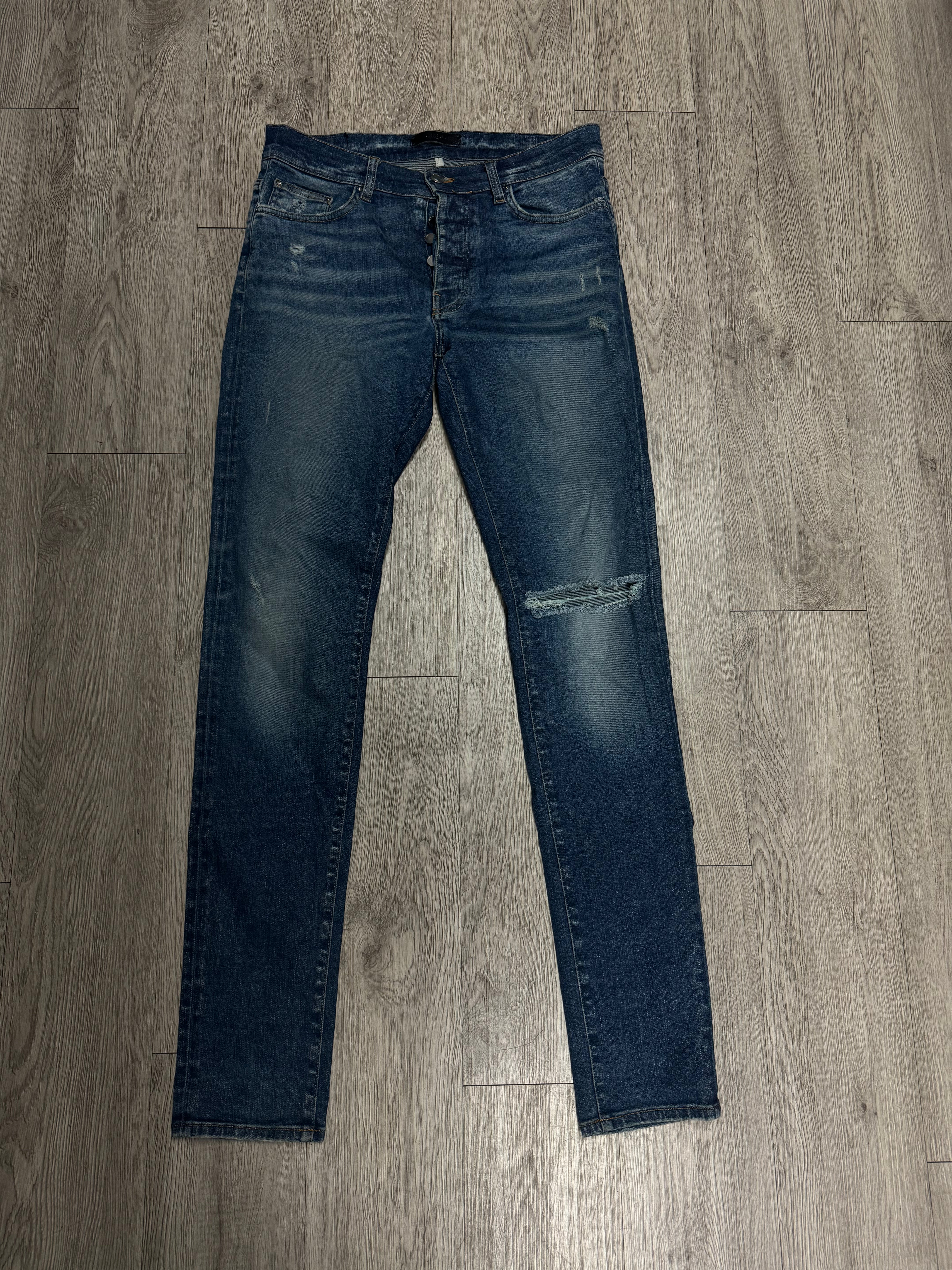 Amiri Dark Wash Plain Thrasher Ripped Jeans