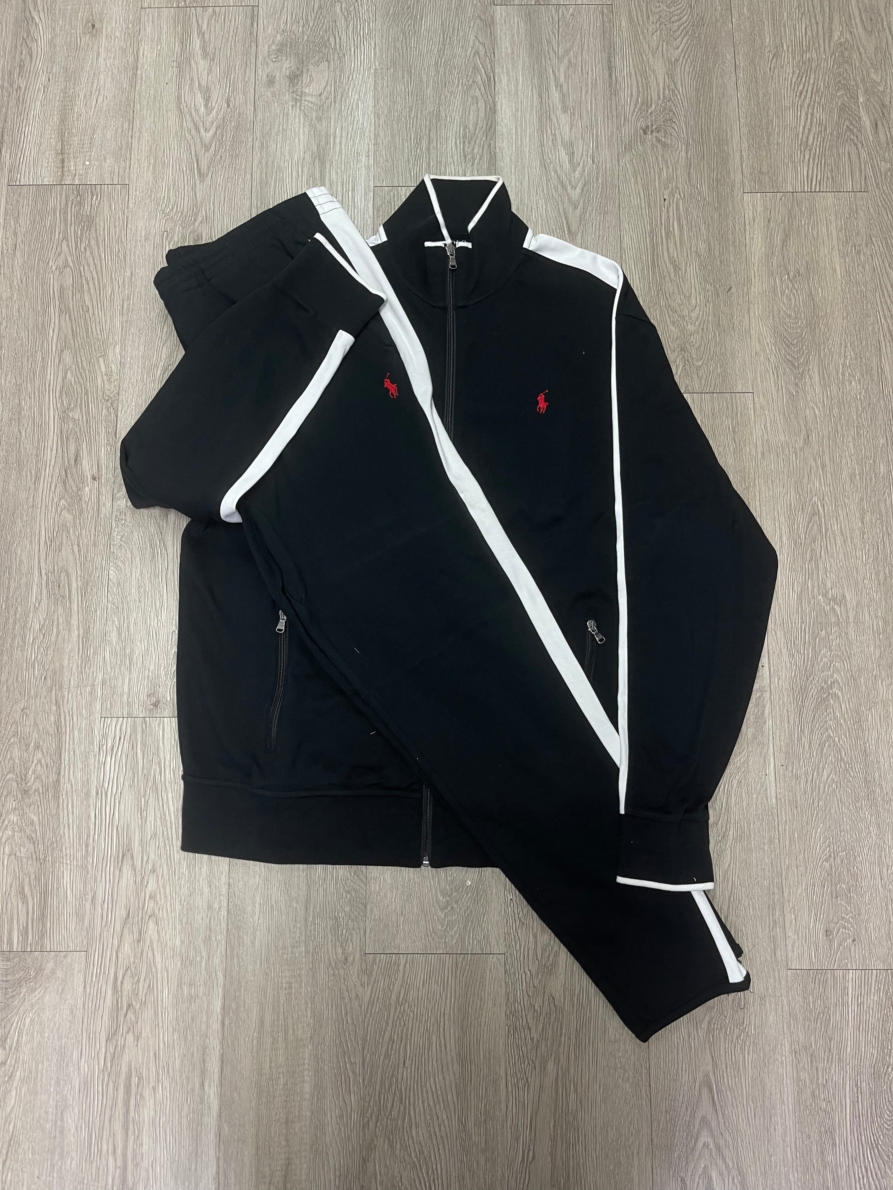 Polo Black White Stripe Sweatsuit