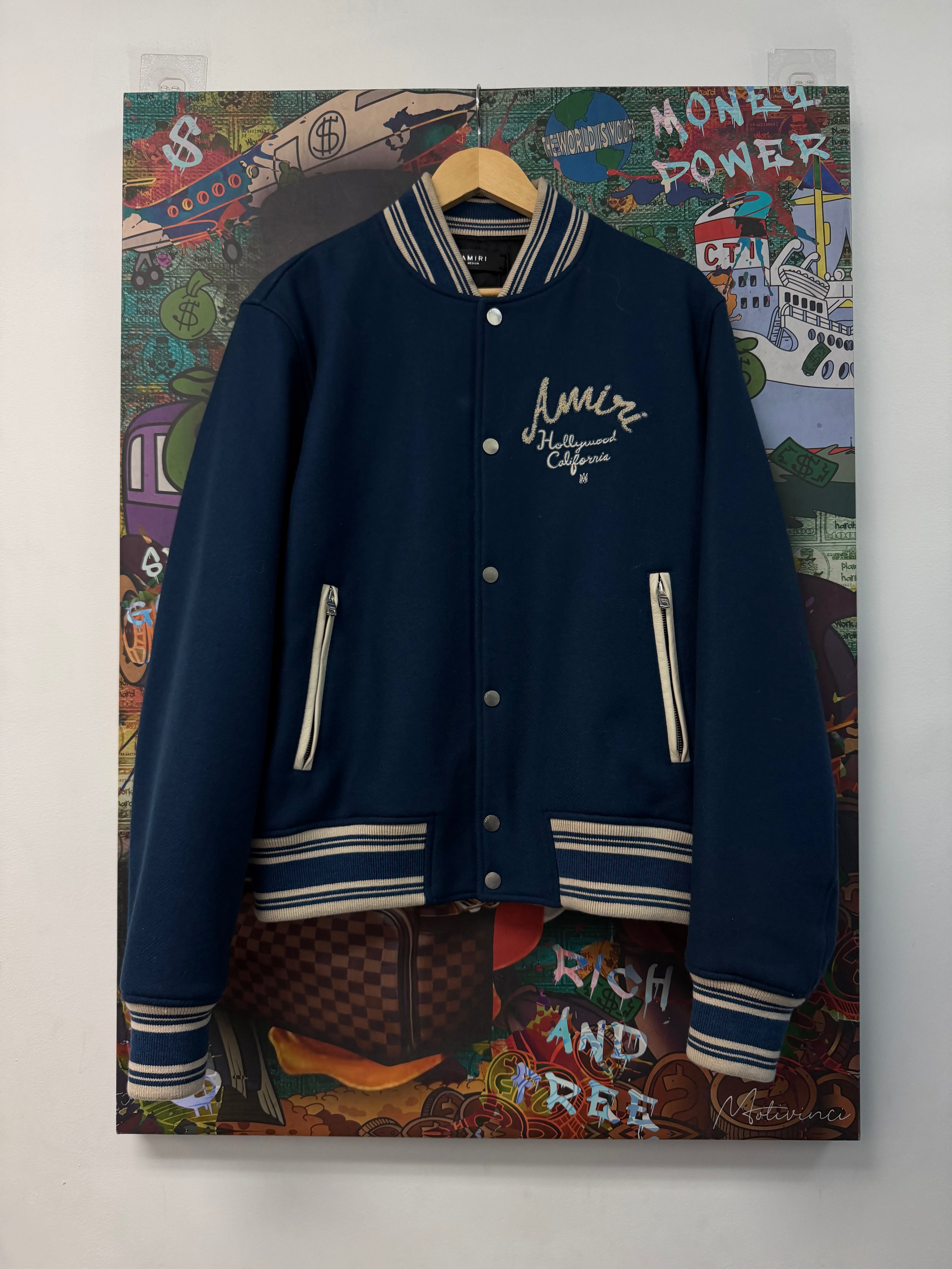 Amiri Navy Script Bomber Jacket