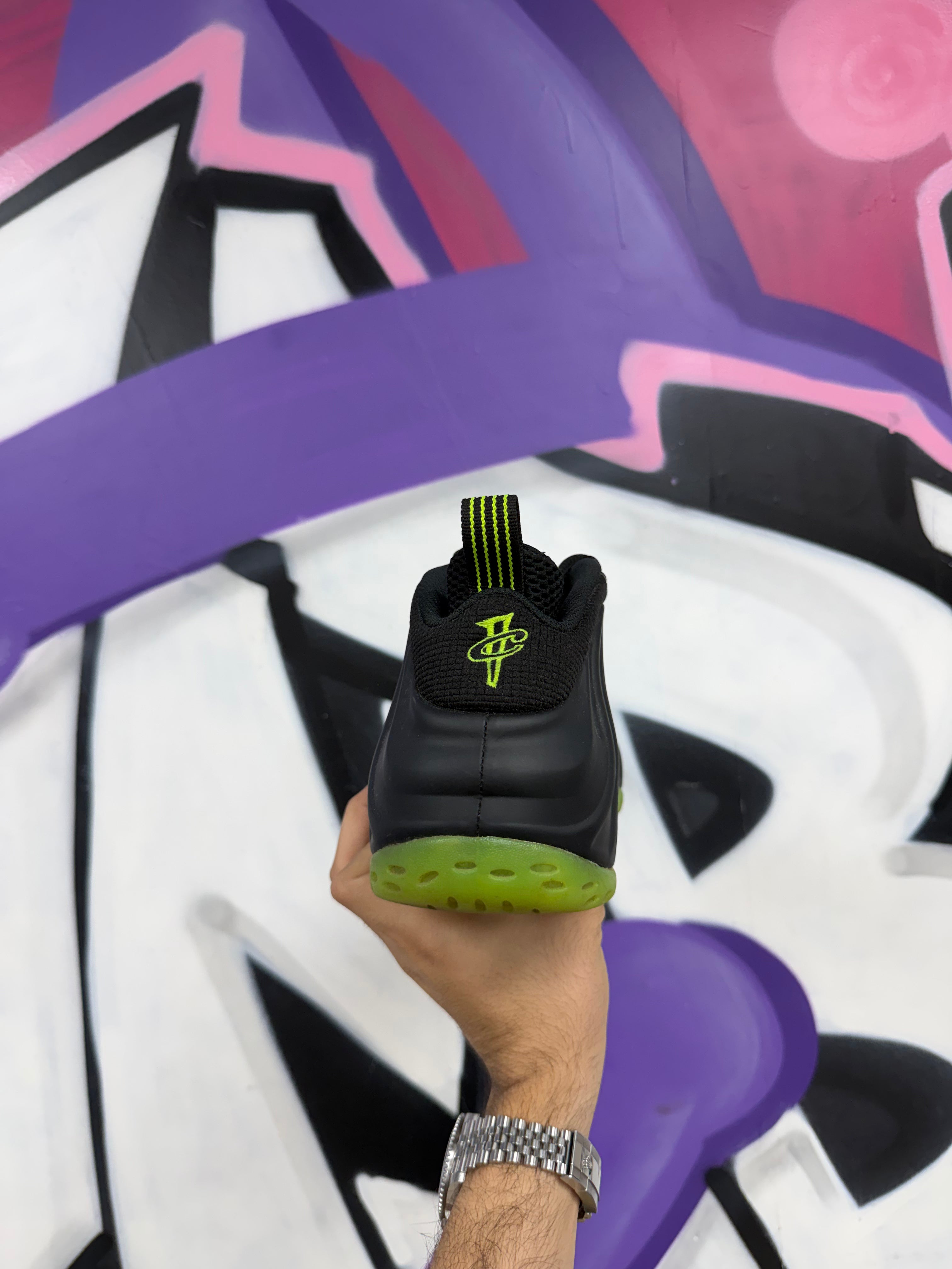 Nike Black Neon Foamposite Sneakers
