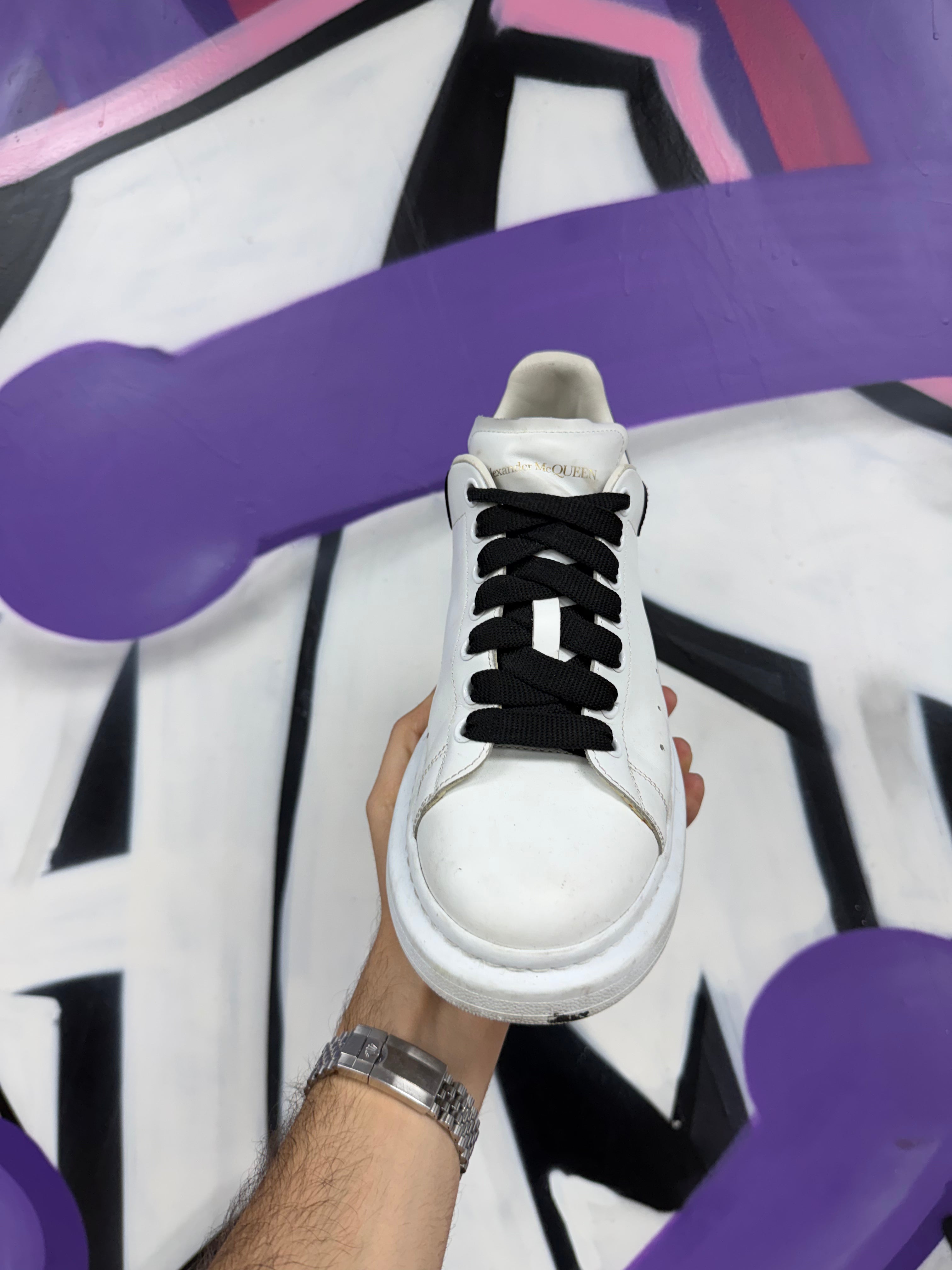 Alexander Mcqueen White Black Oversized Sneakers