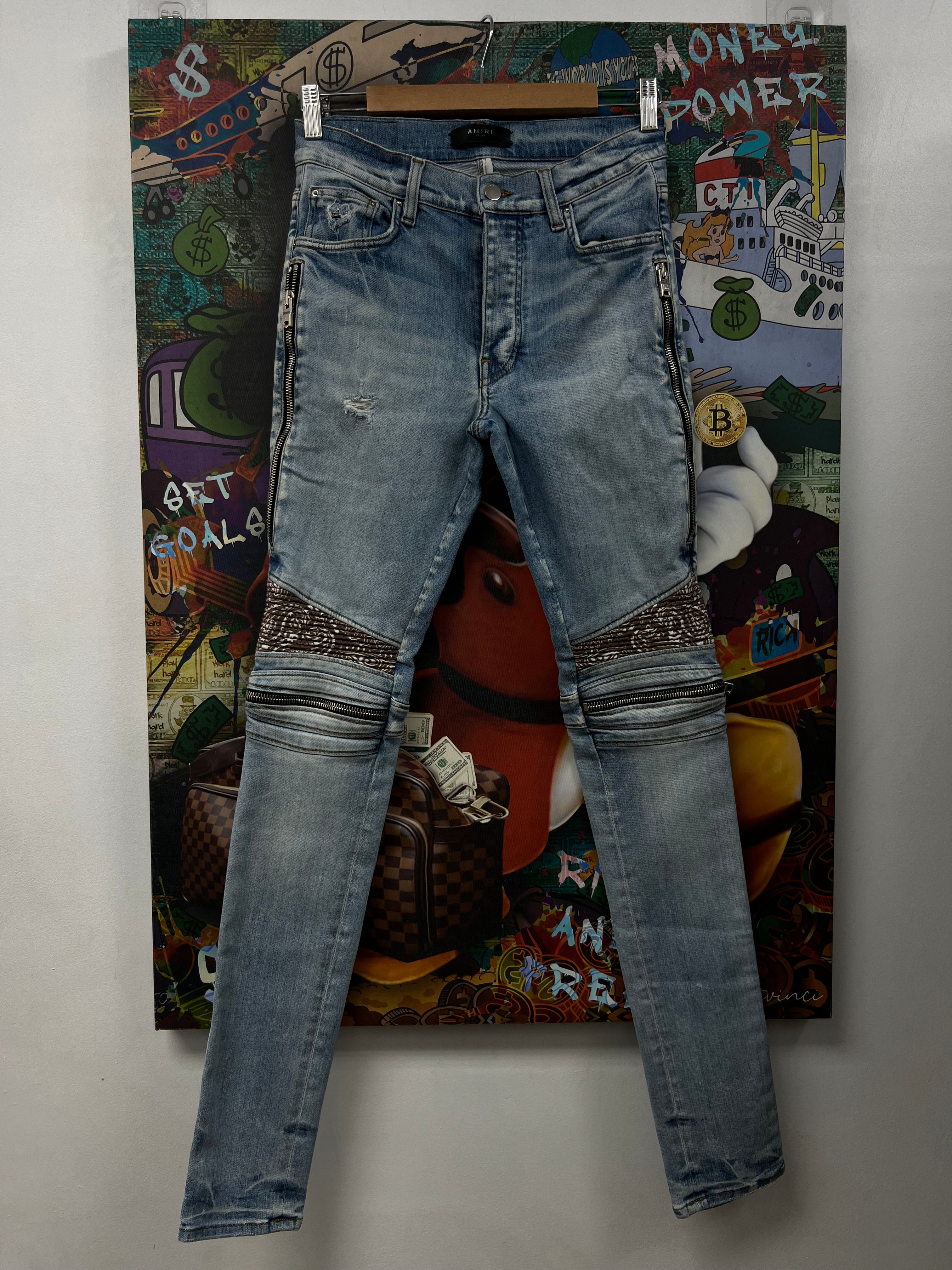 Amiri Light Wash MX2 Brown Paisley Jeans