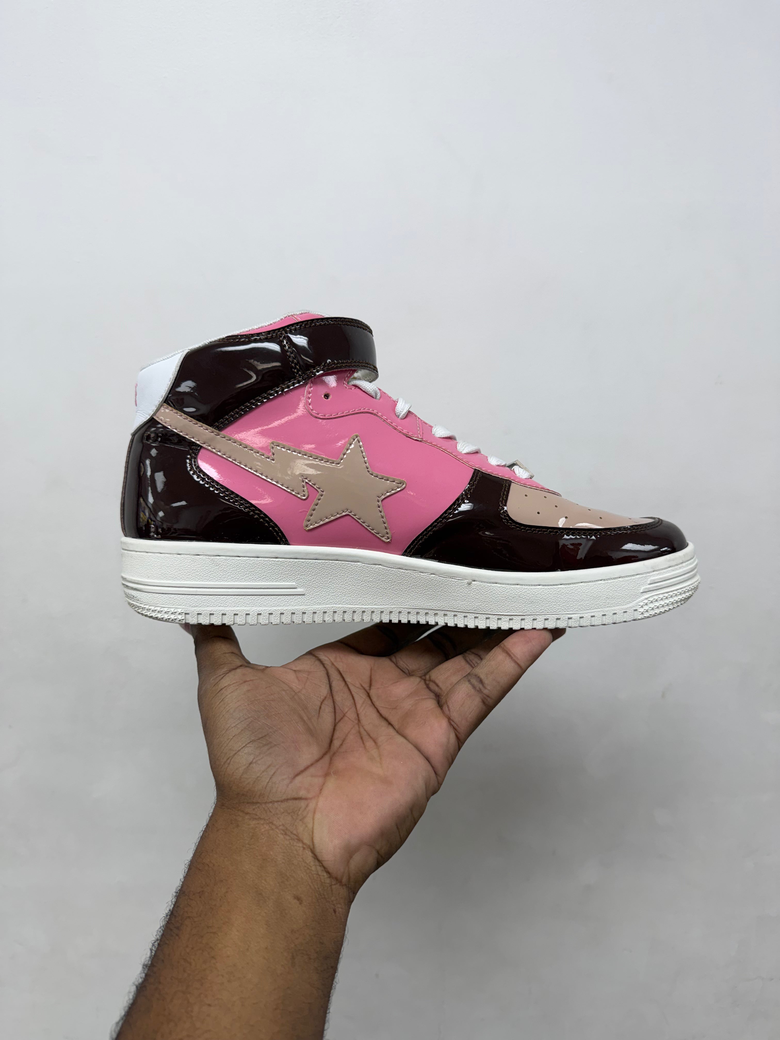BAPE BAPSTA Brown Pink Mid Sneakers