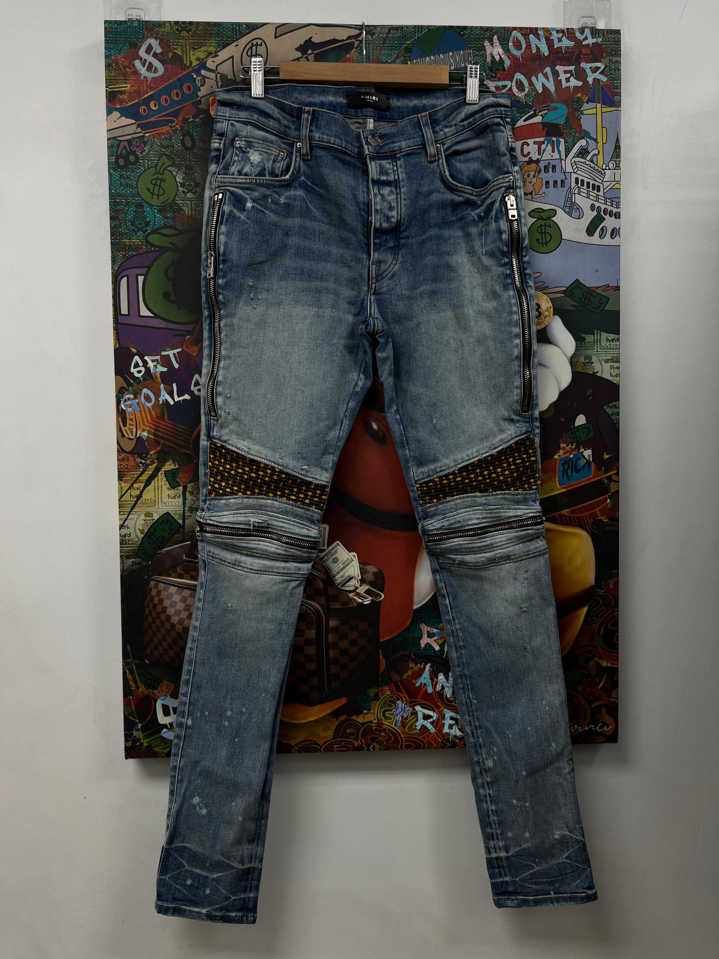 Amiri MX2 Light Wash Yellow Honey Comb Jeans
