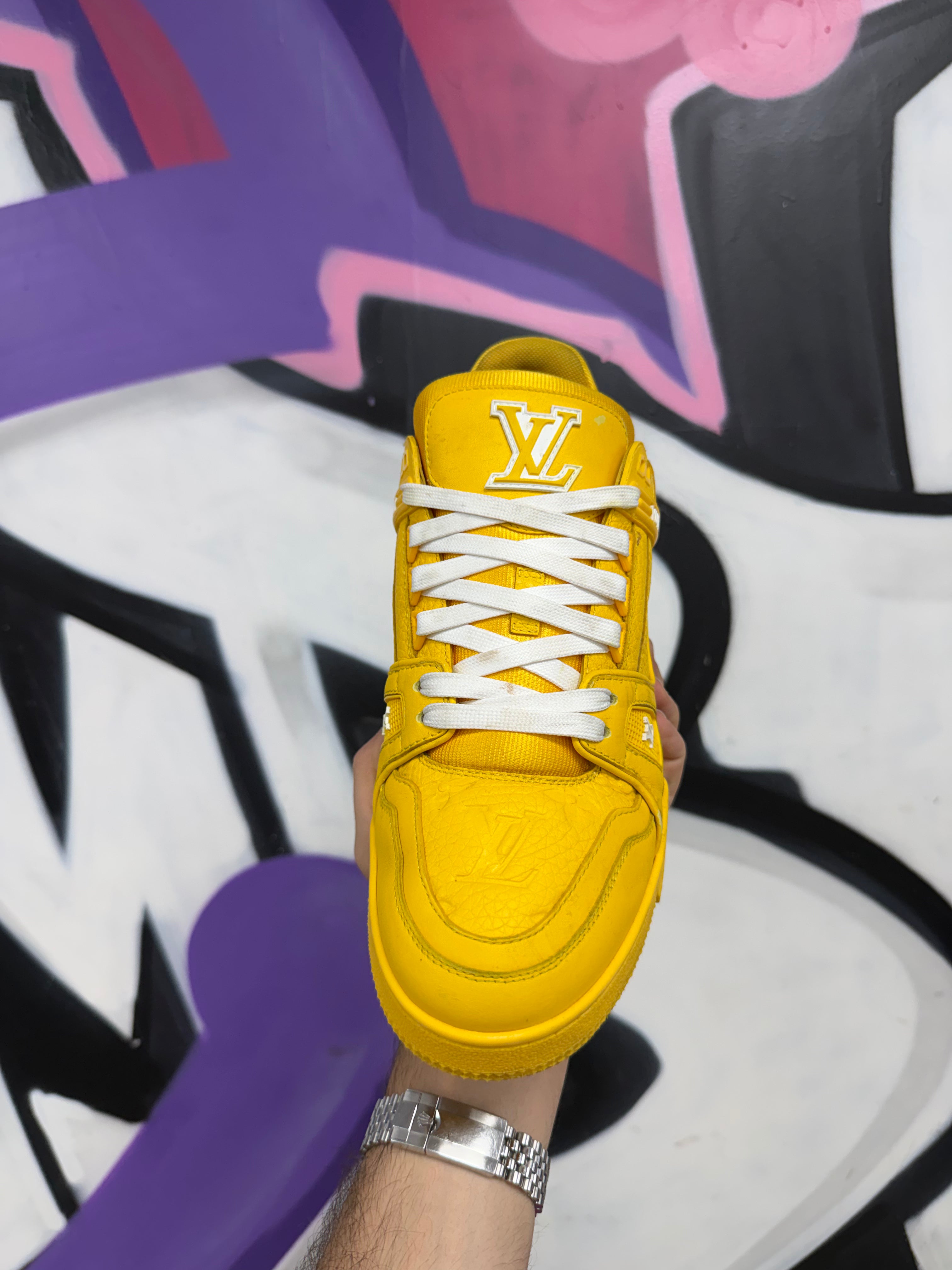 Louis Vuitton Yellow White Trainer Sneakers