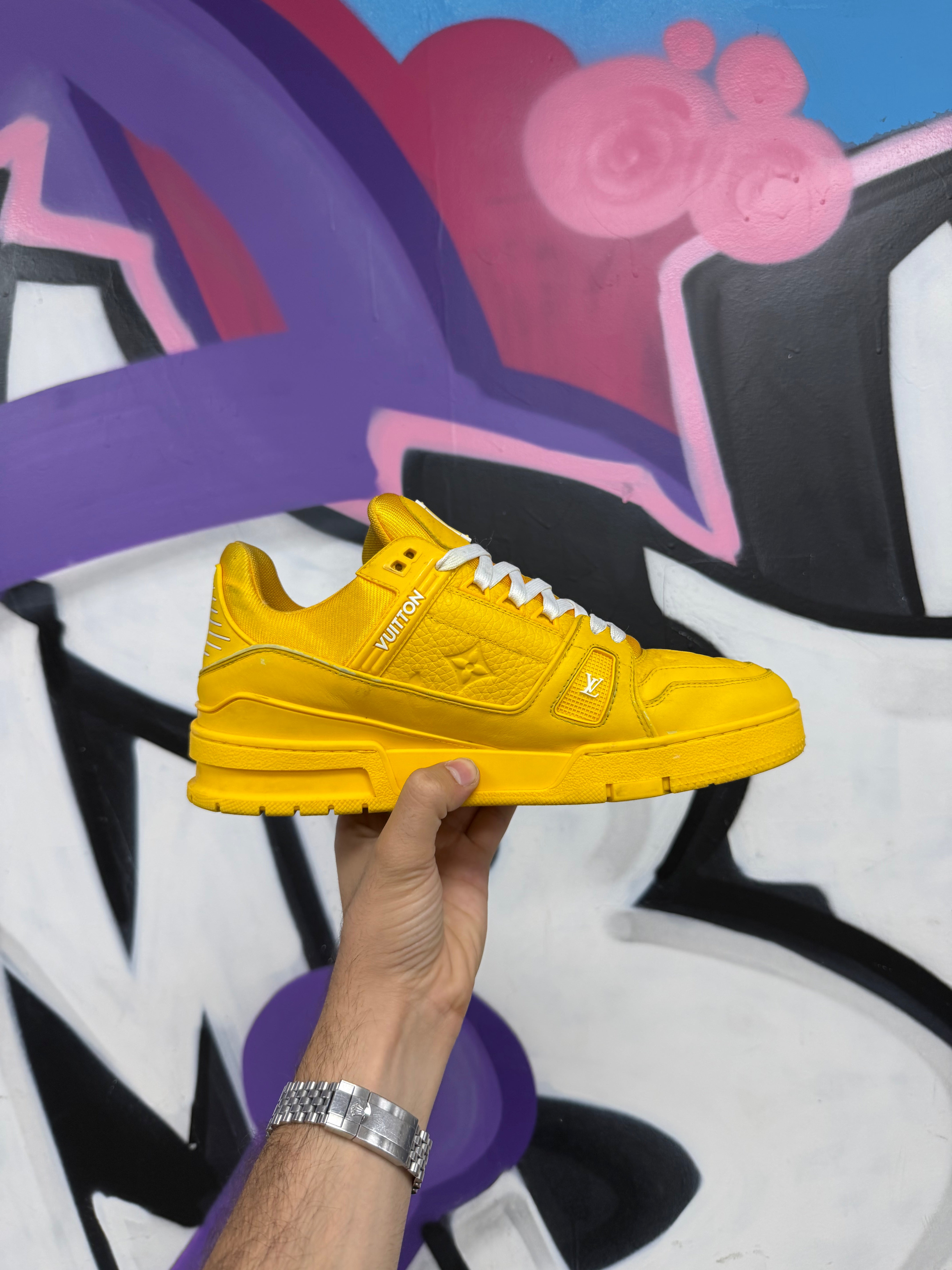 Louis Vuitton Yellow White Trainer Sneakers