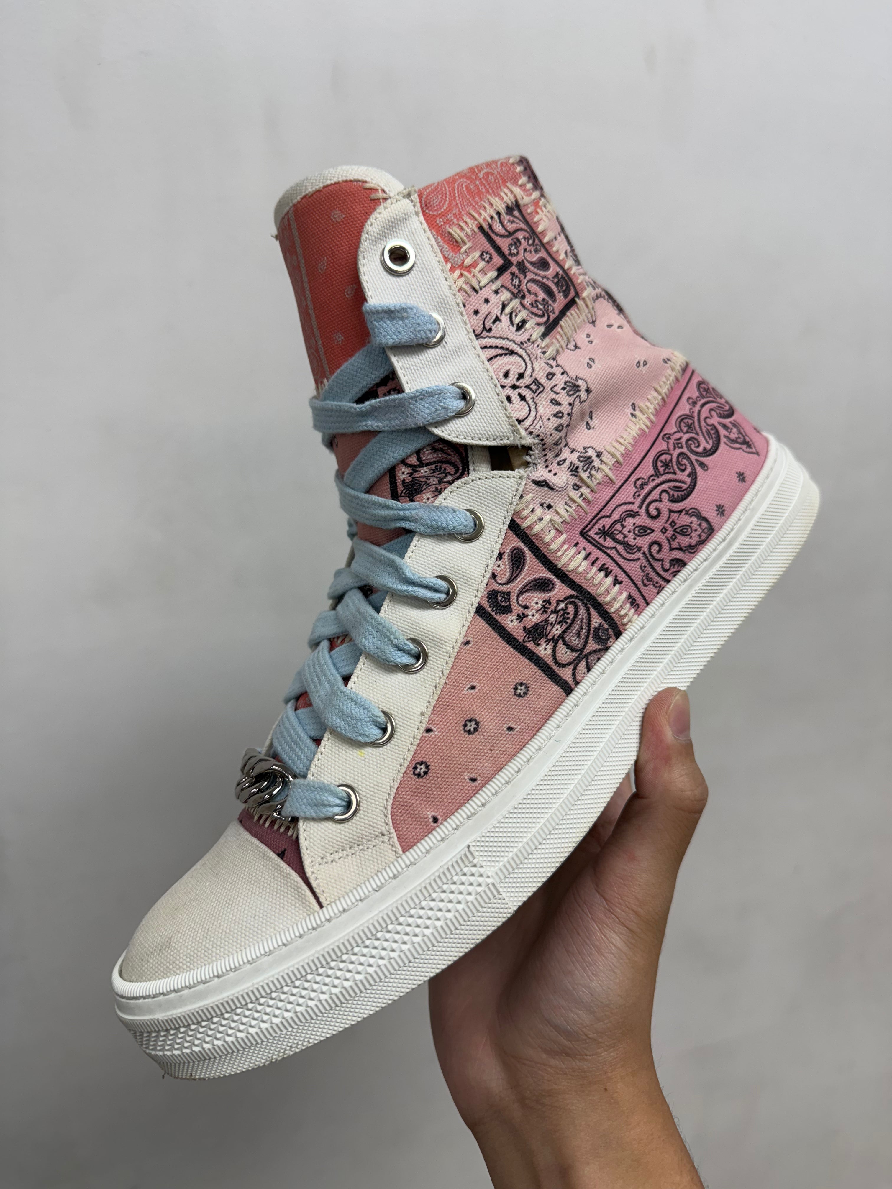Amiri Pink Paisley High Sneakers