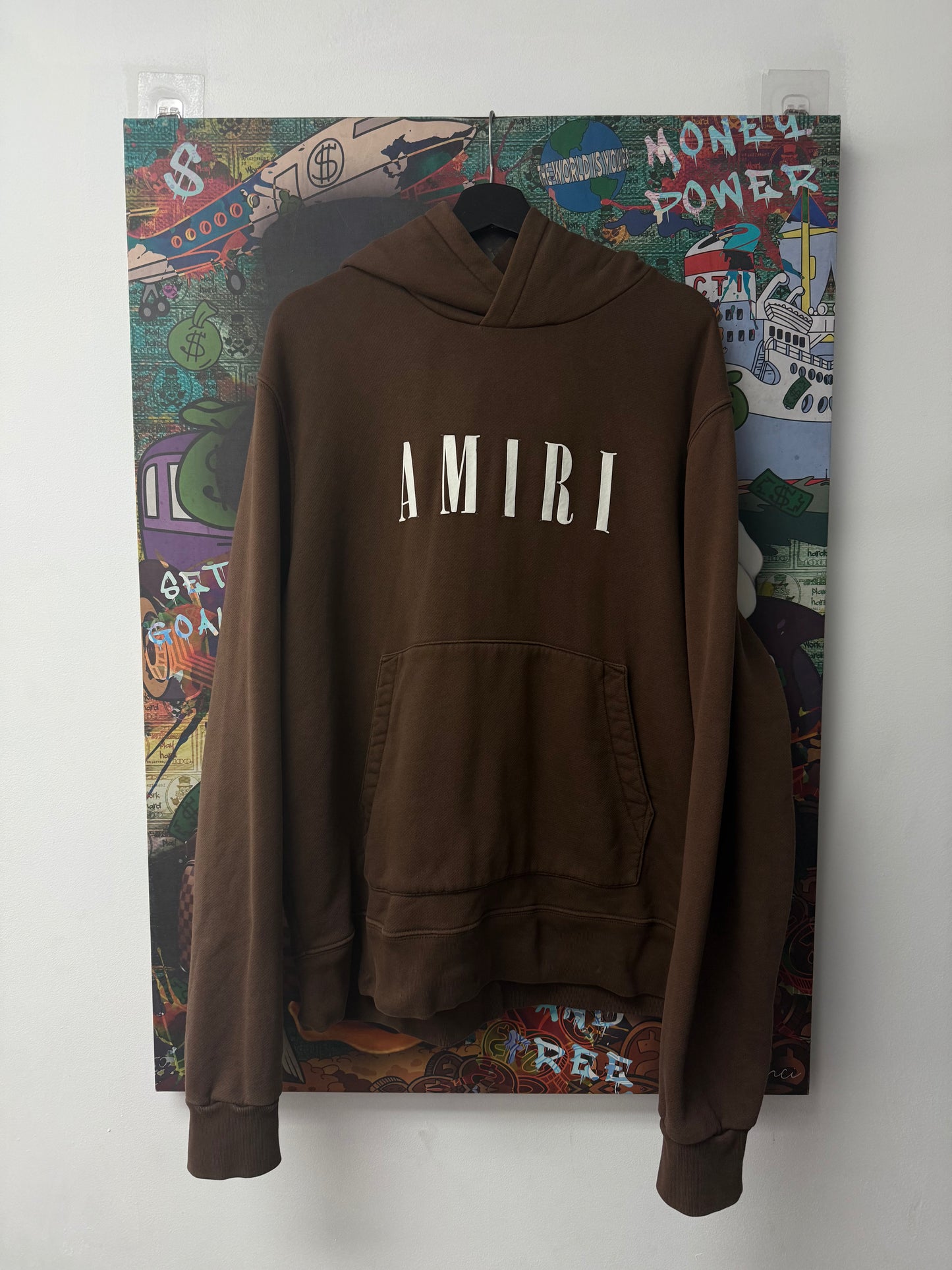 Amiri Brown White Core Logo Hoodie