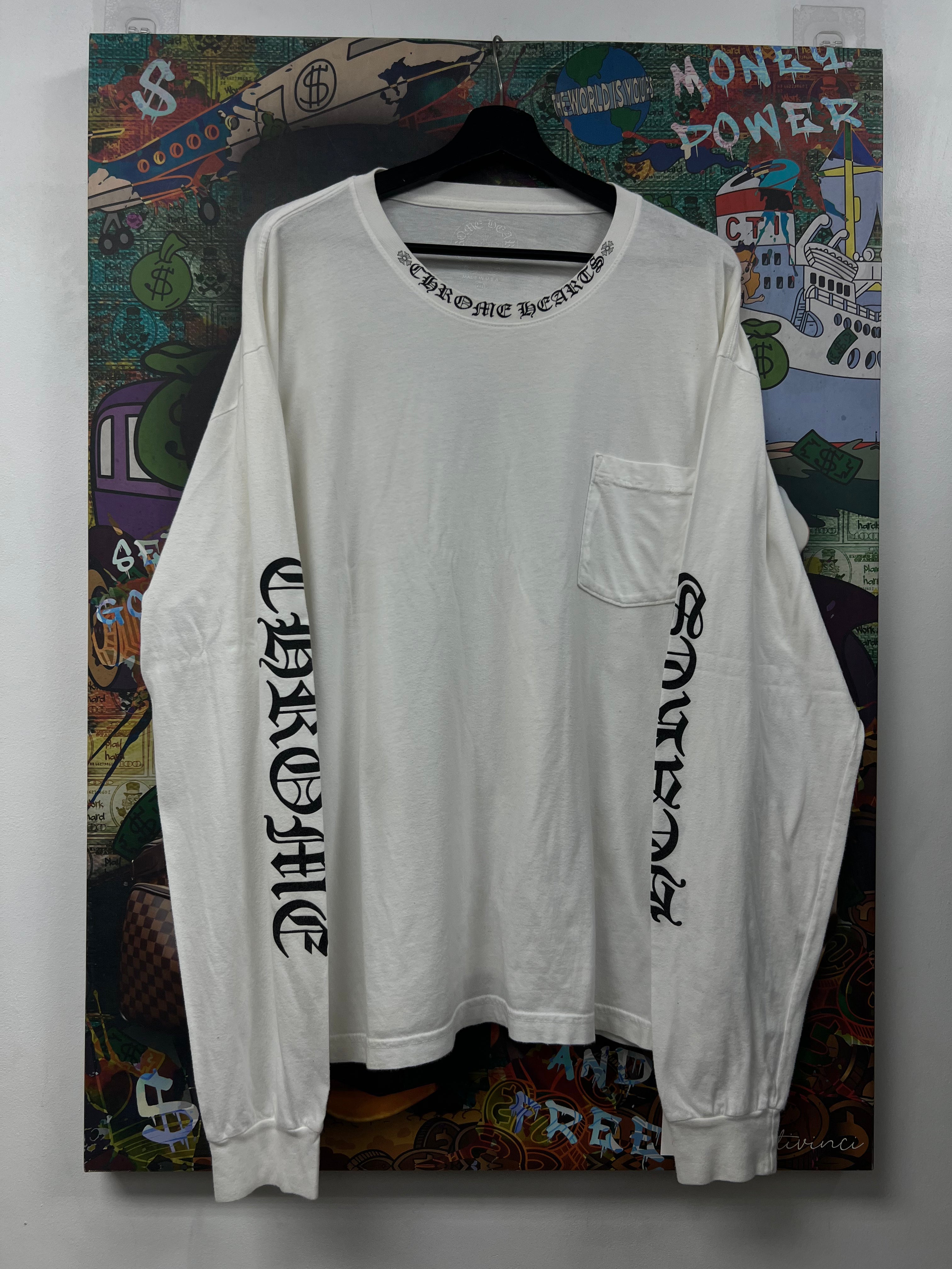 Chrome Hearts White Black Neck Logo Long Sleeve