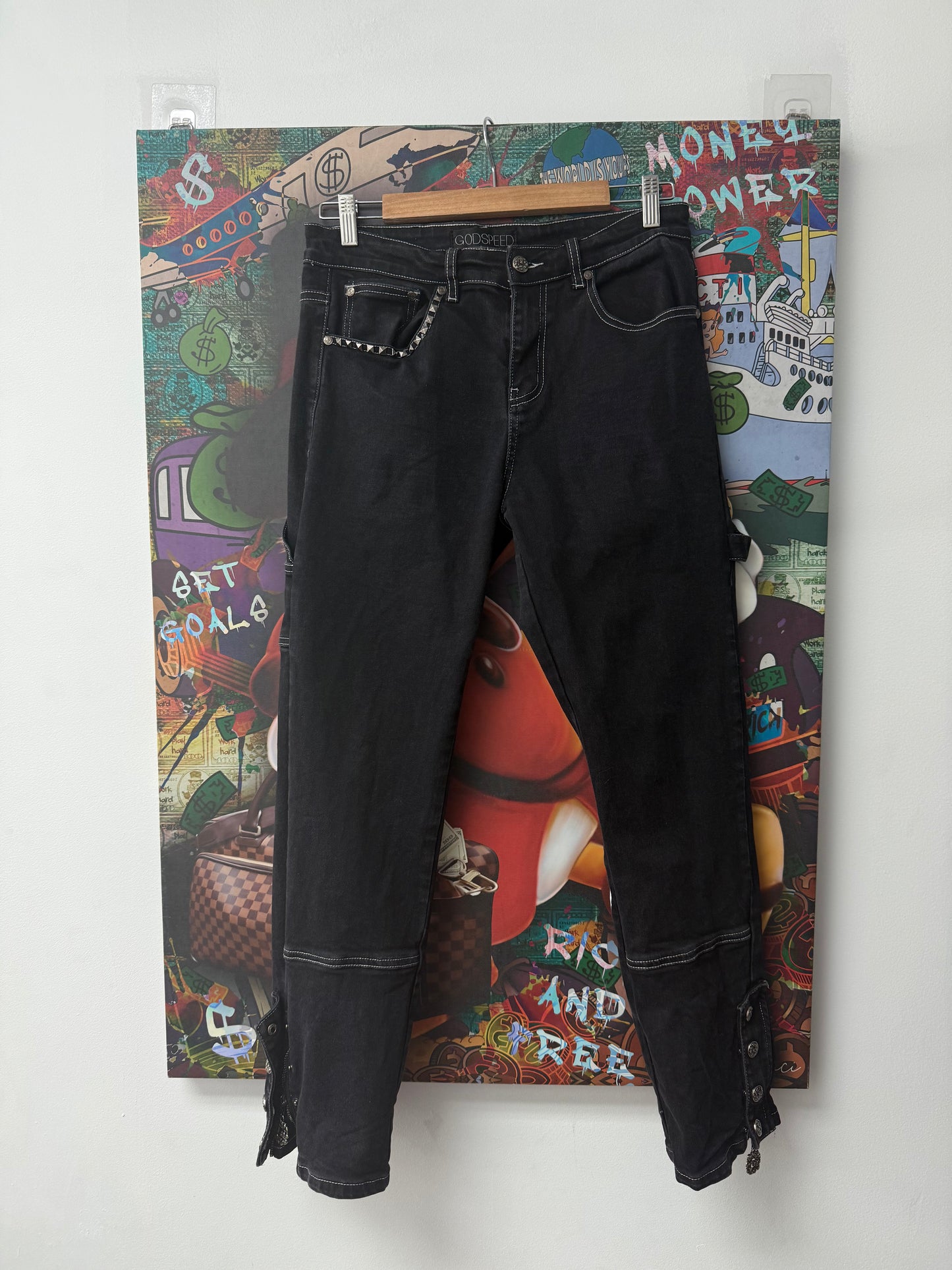 Godspeed Black White Logo Jeans
