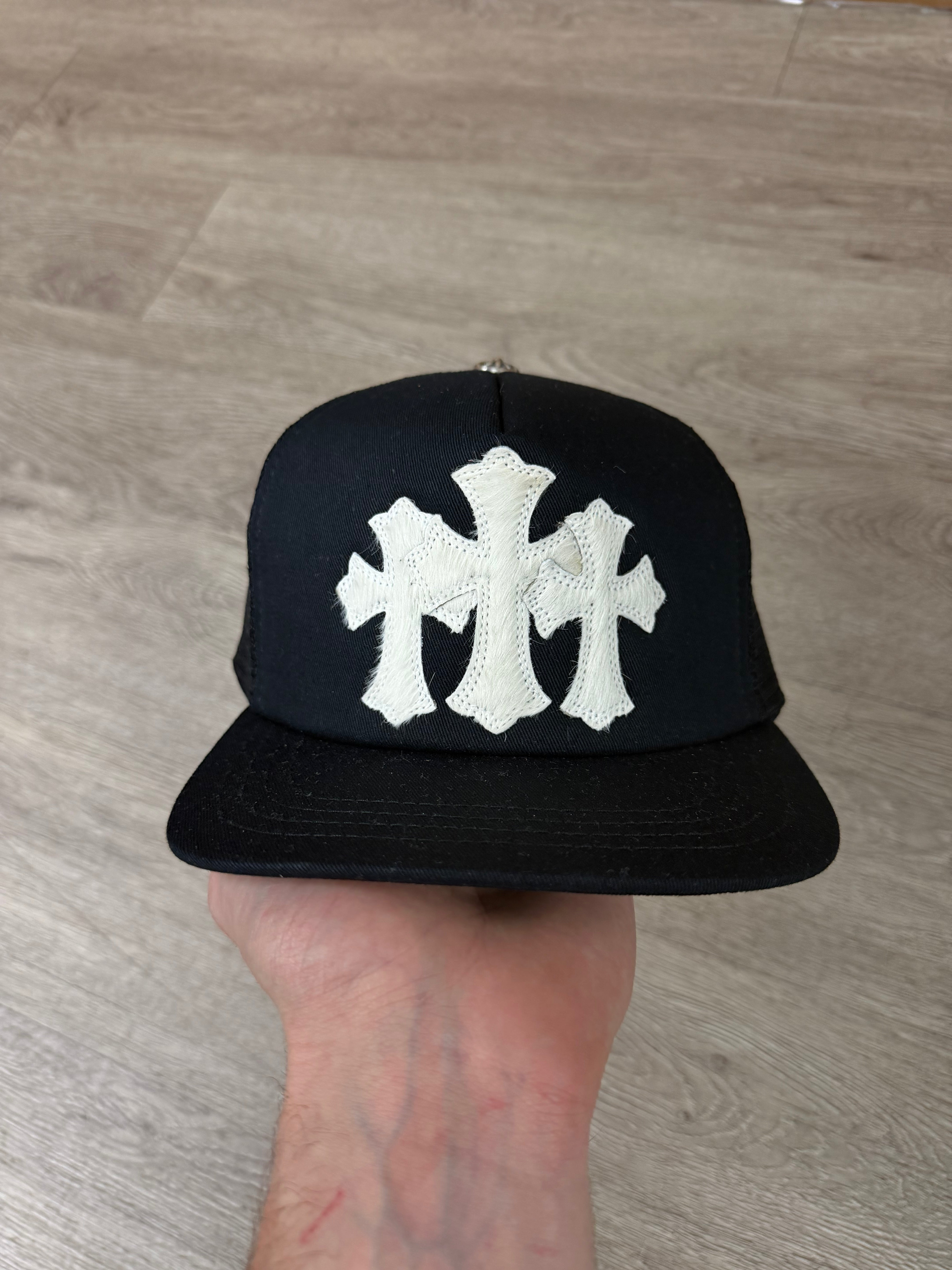 Chrome Hearts Black Pony Hair Cemetery Trucker Cap