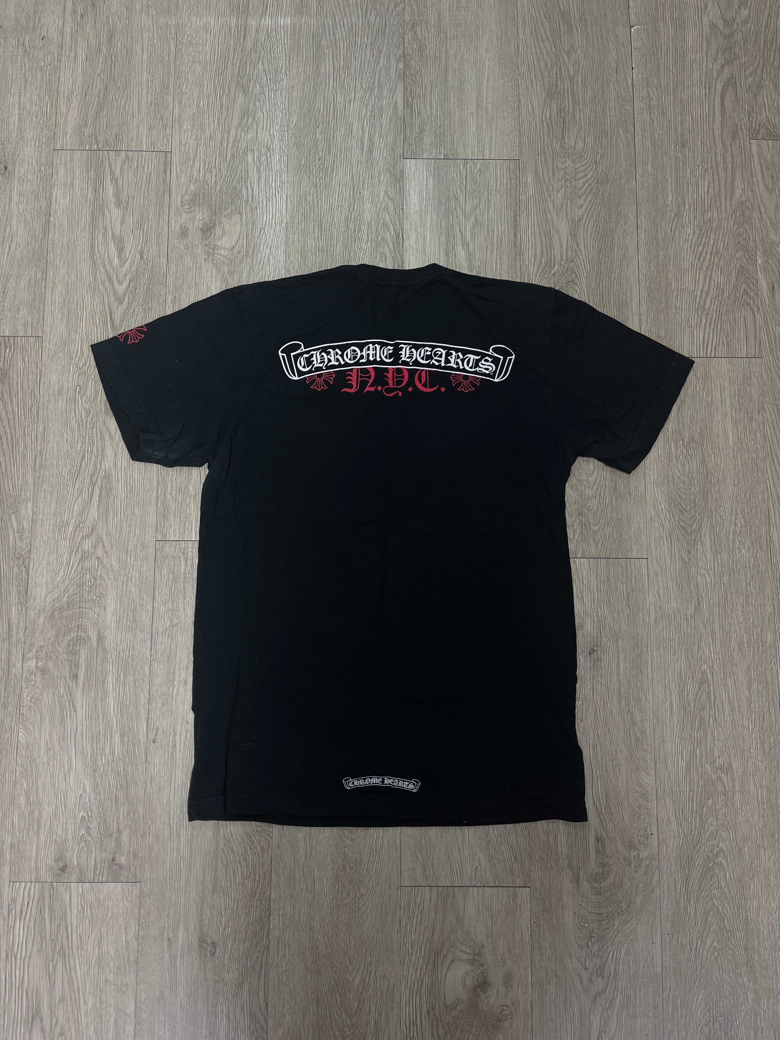 Chrome Hearts Black Red NYC Scroll Logo Tee