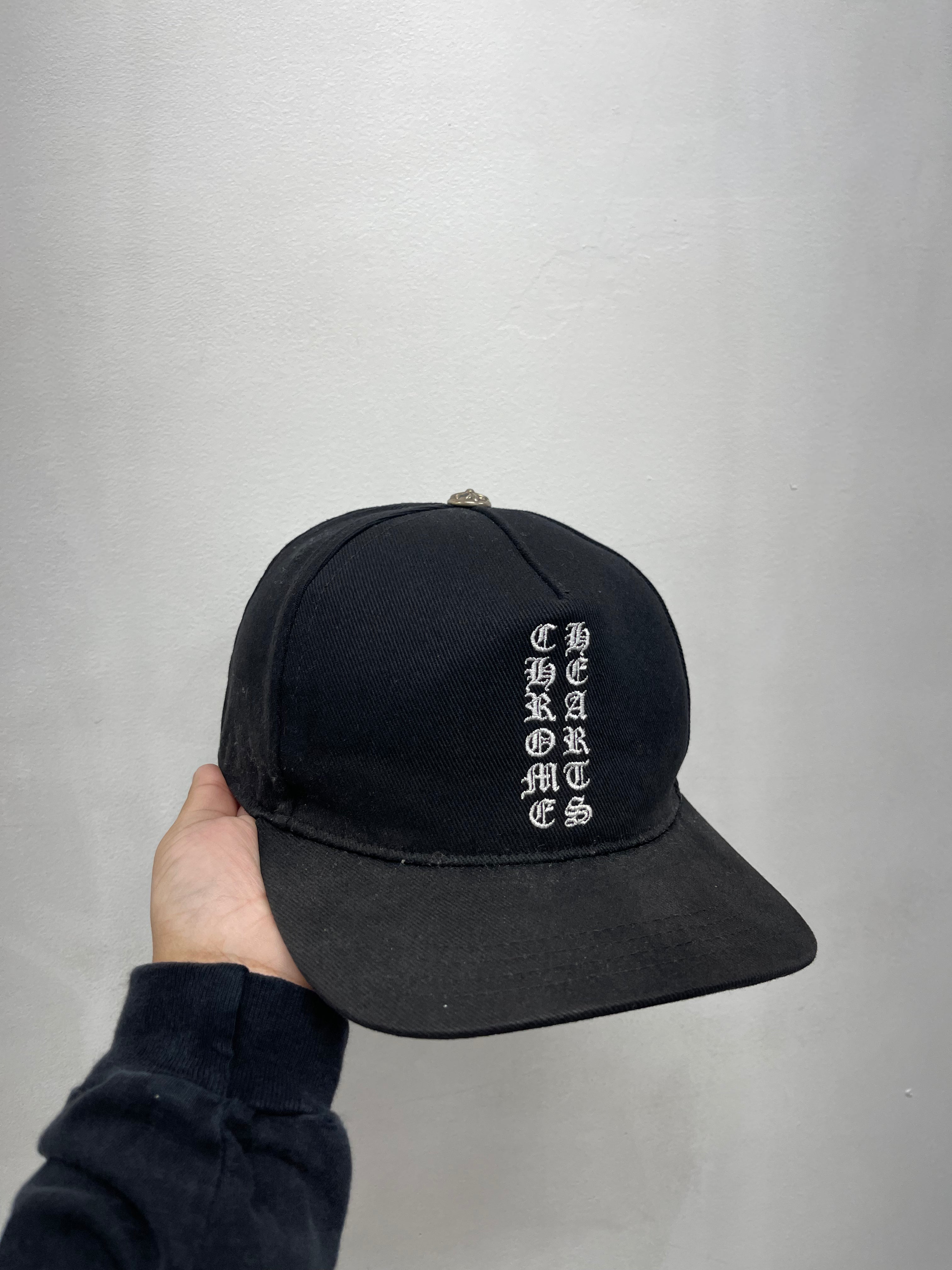 Chrome Hearts Black Vertical Logo Denim Trucker Hat
