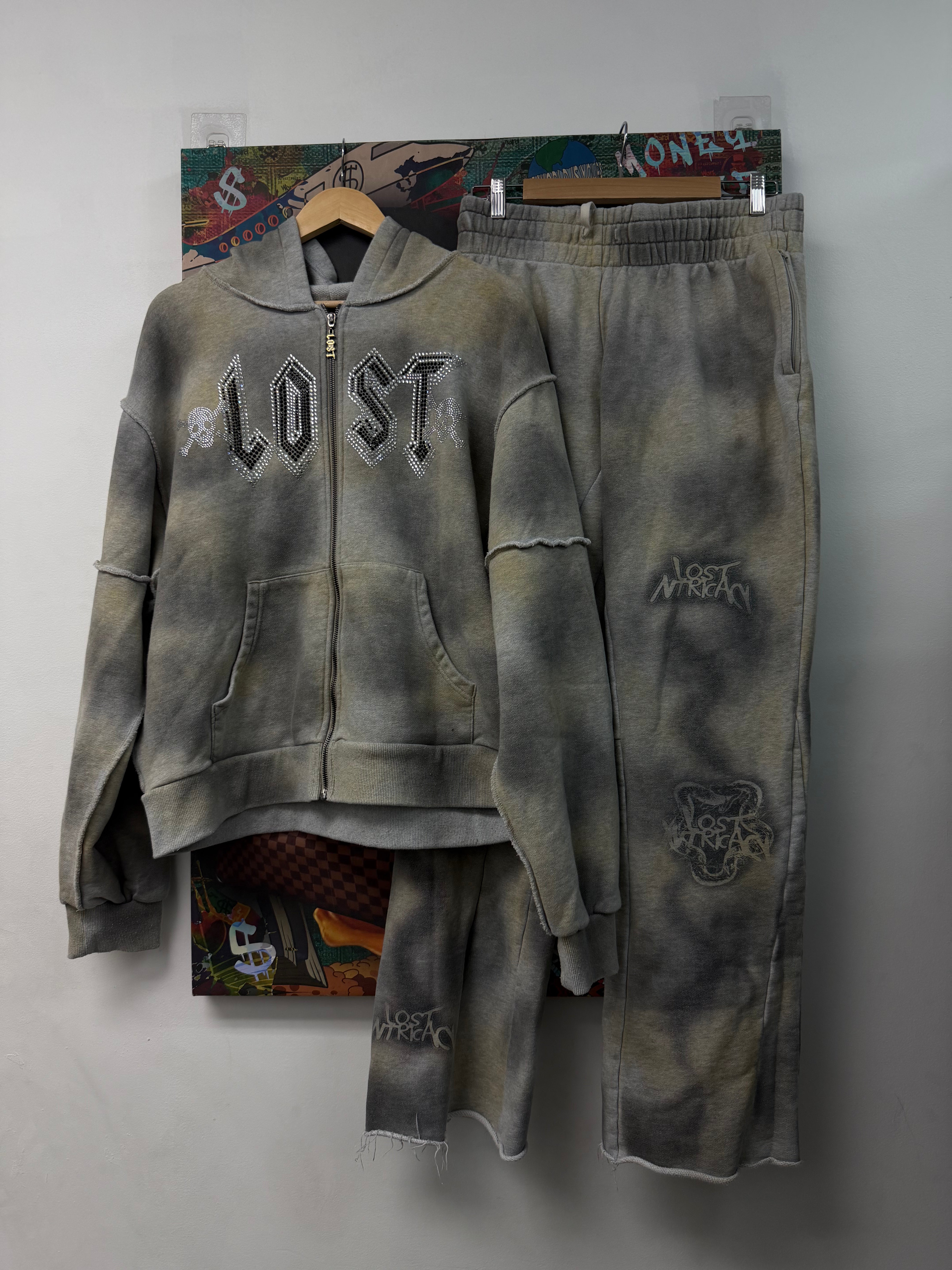 Lost Intricacy Grey Rhinstone Sweatsuit
