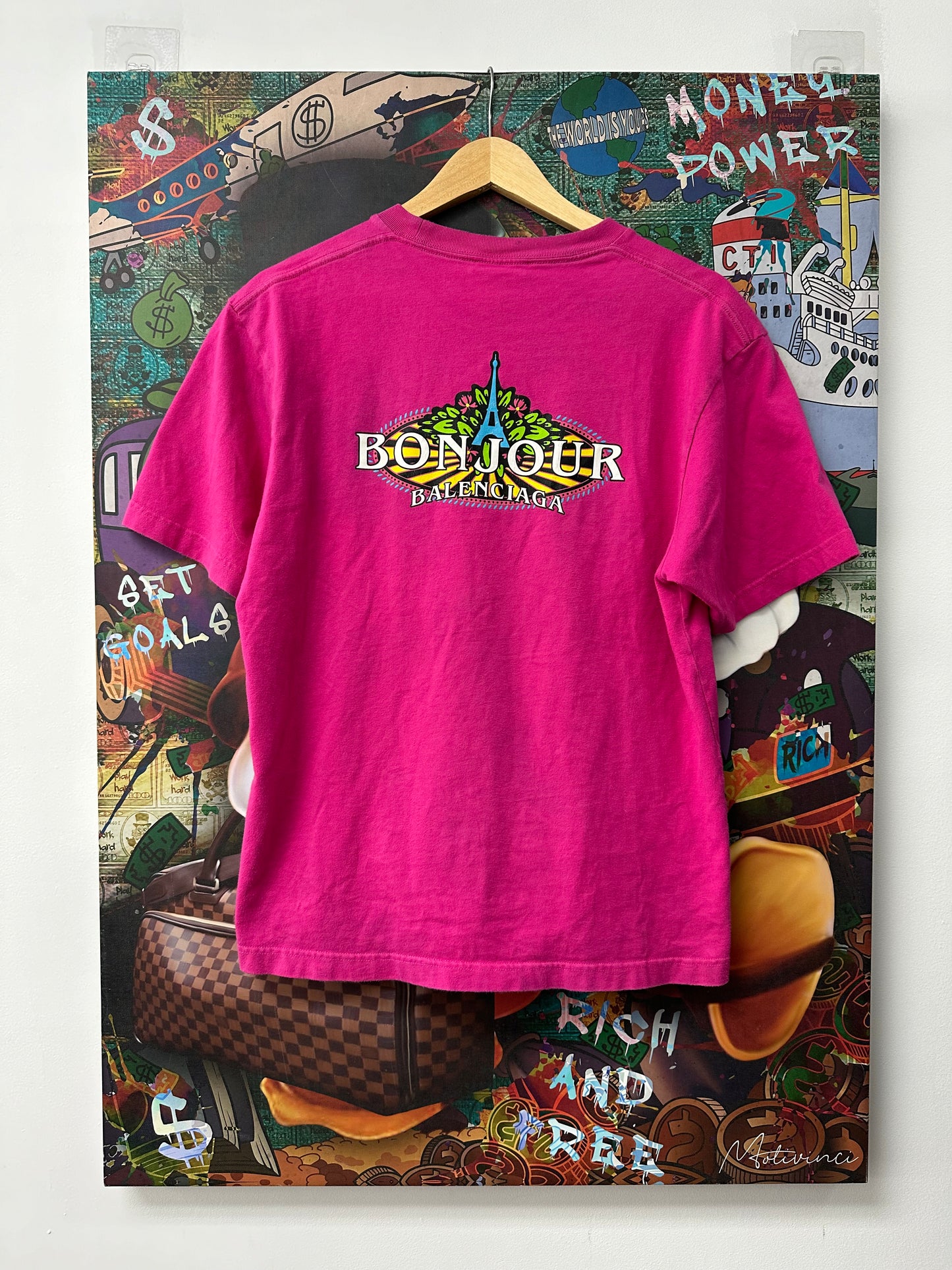 Balenciaga Pink Bonjour Tee Used