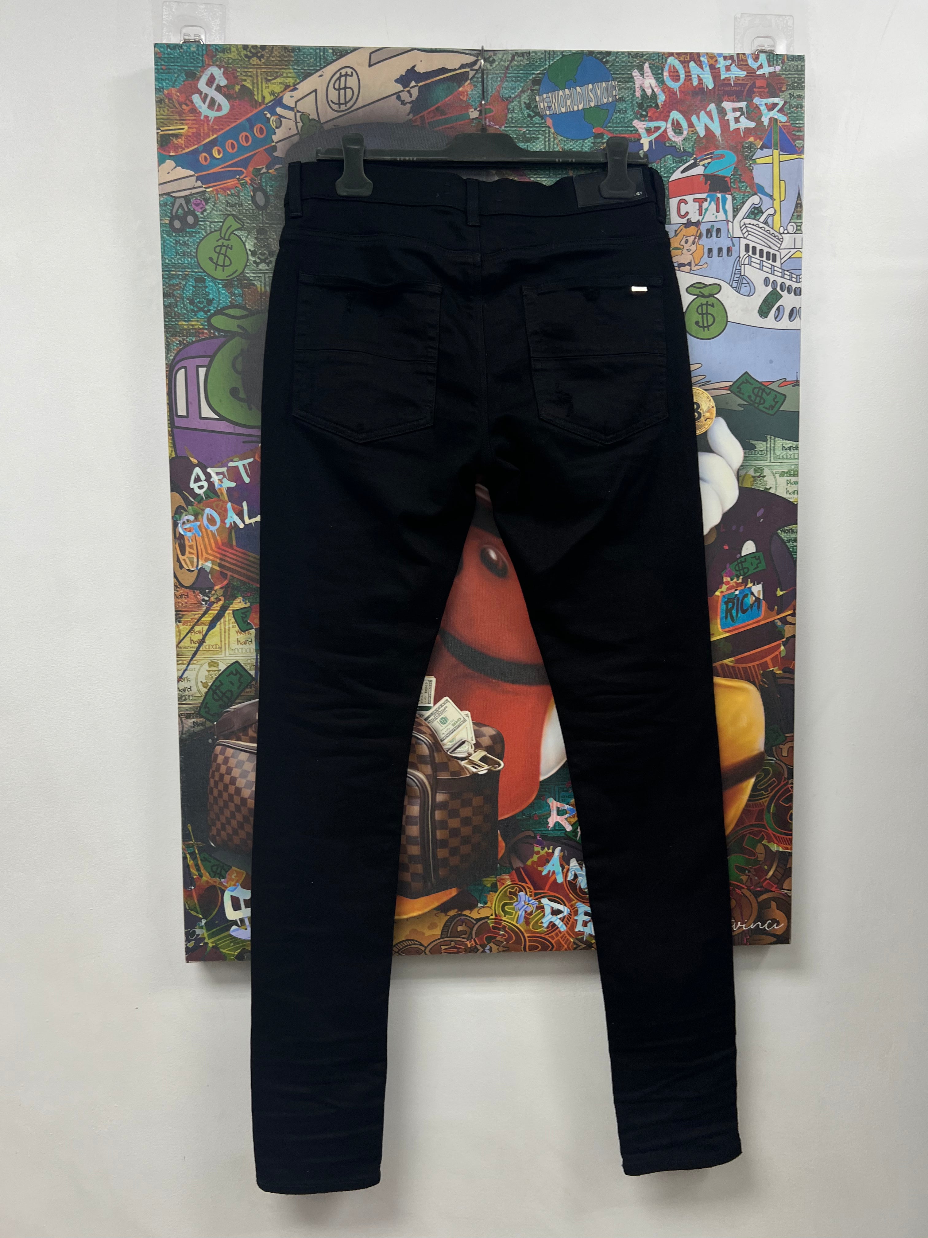 Amiri Black Black Thrasher Patch Jeans