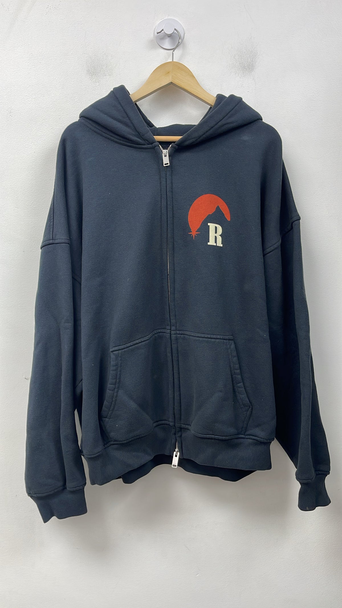 Rhude Navy Burnt Orange Hills Zip Up Hoodie