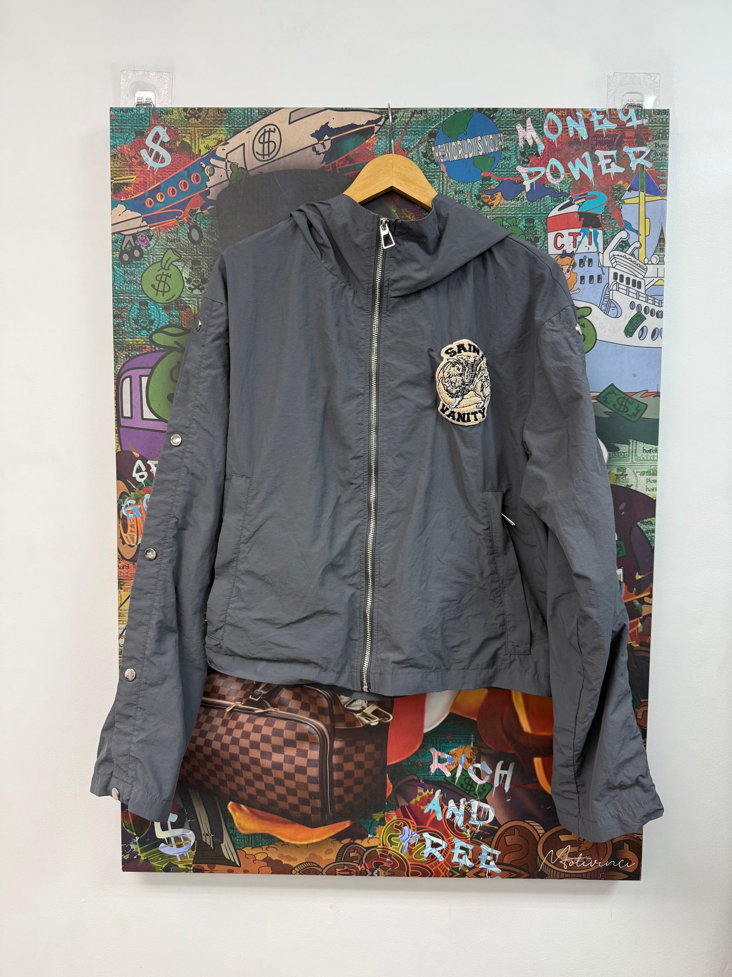 Saint Vanity Grey Nylon Zip Up Jacket