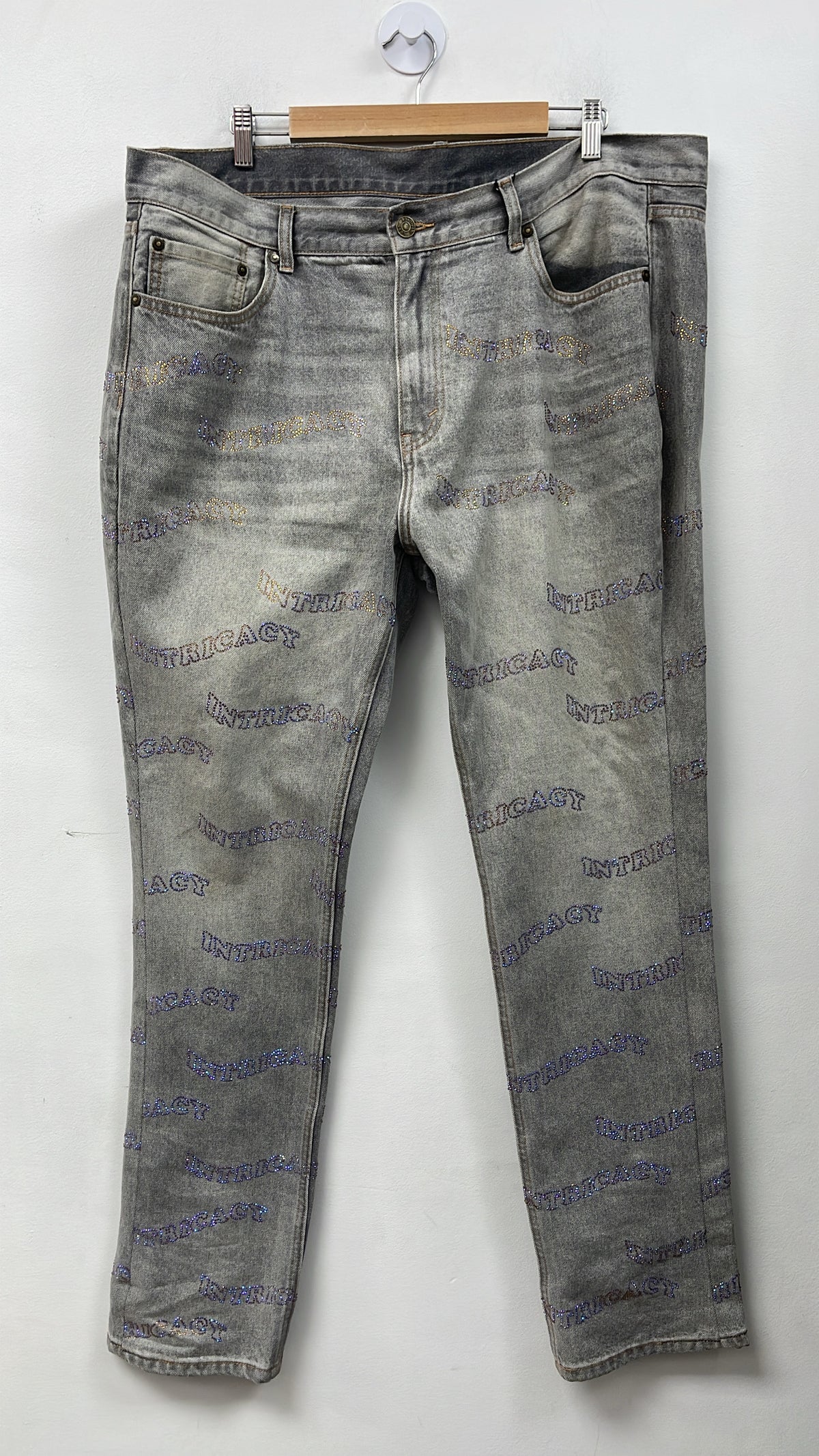 Lost Intricacy Grey Purple Rhinestone Jeans