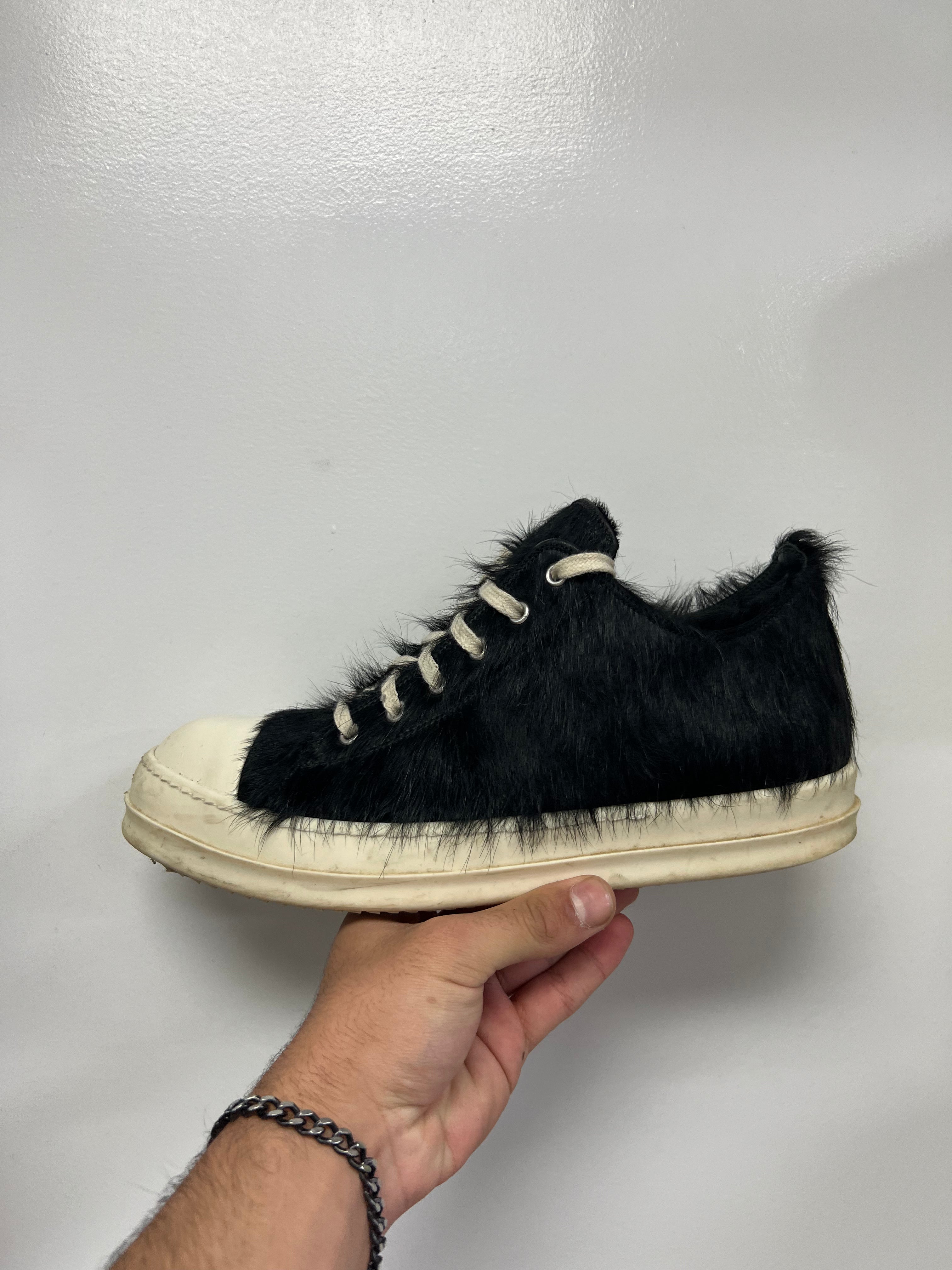 Rick Owens Black Milk Ponyhair Ramone Sneakers