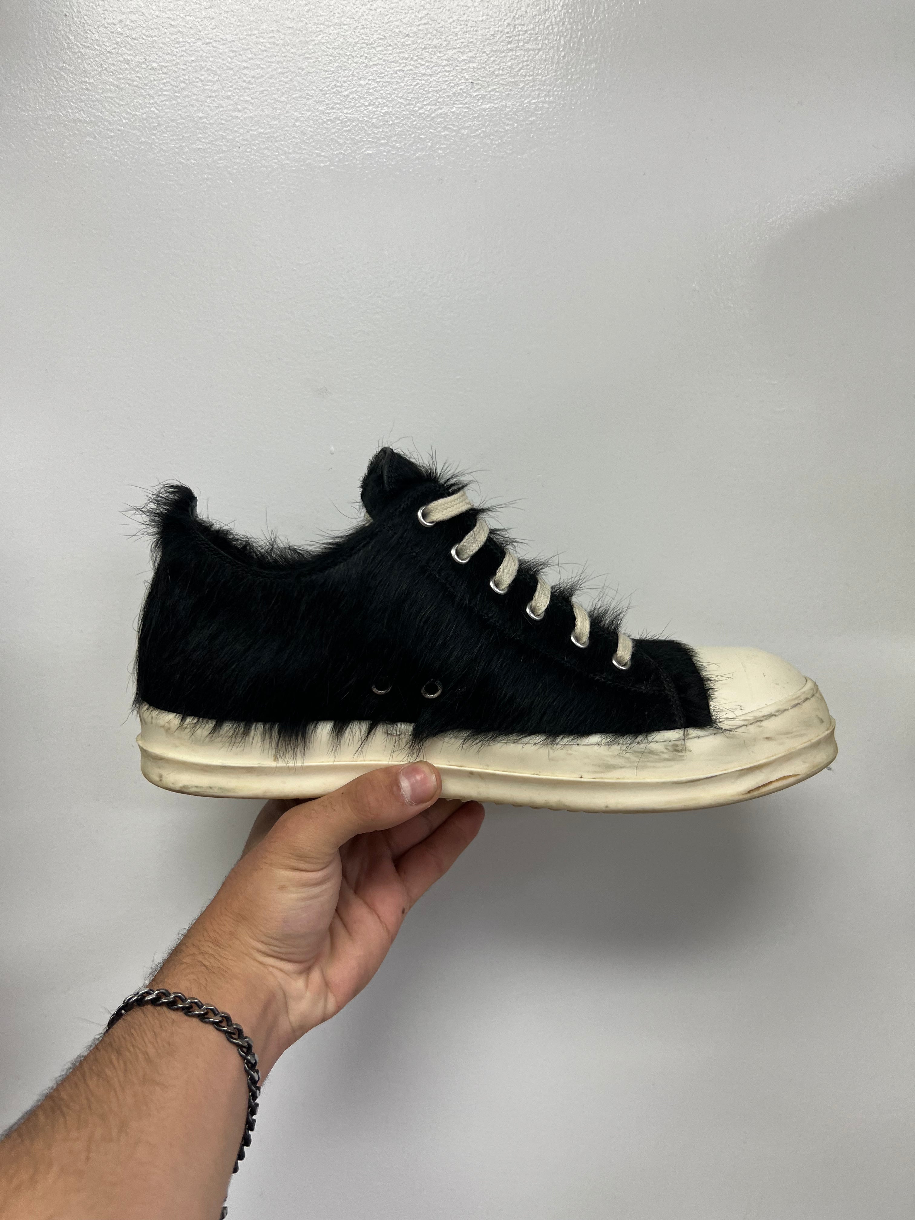 Rick Owens Black Milk Ponyhair Ramone Sneakers