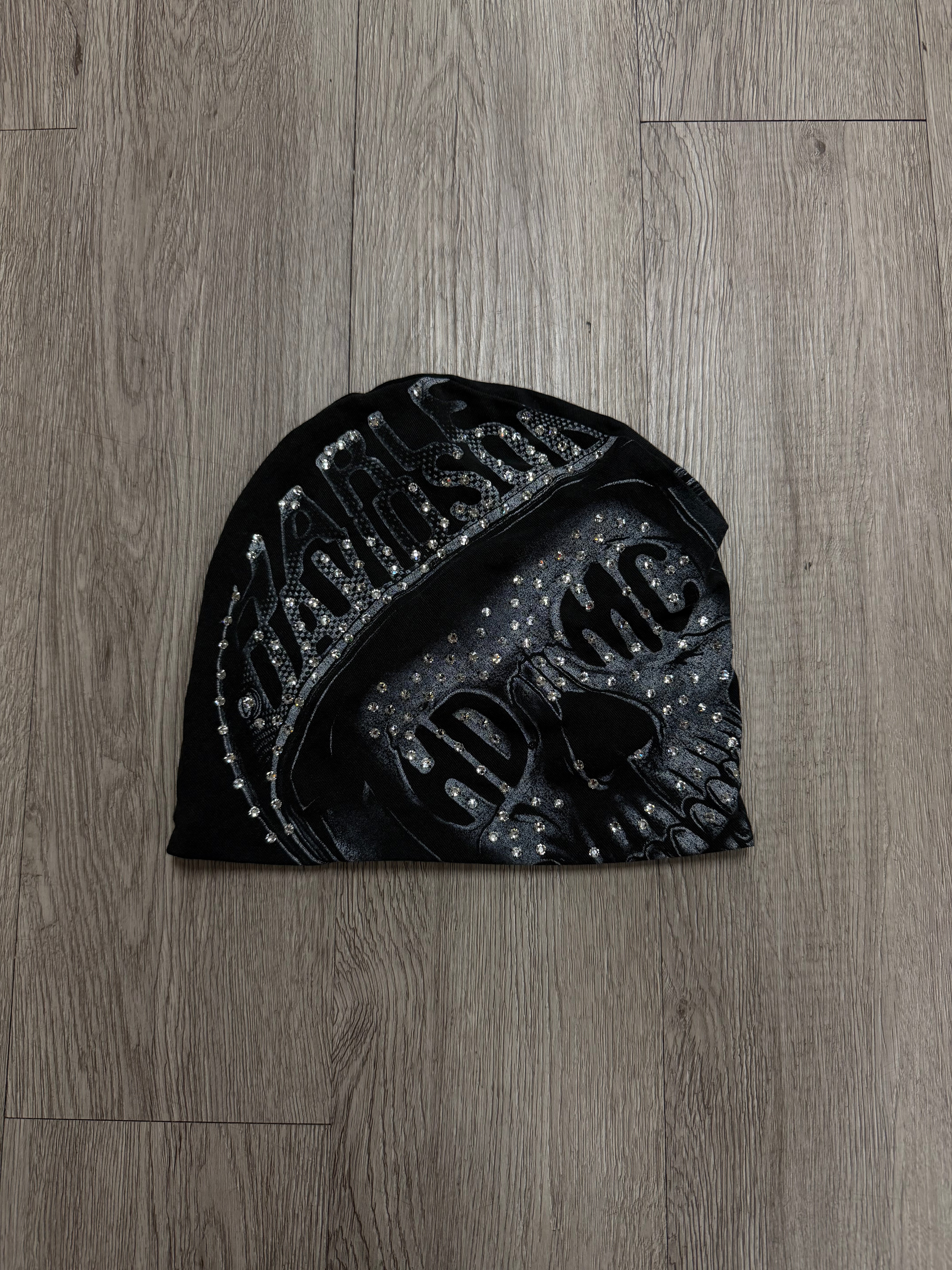 Bossi Black Skull Harley Davidson Rhinestone Beanie