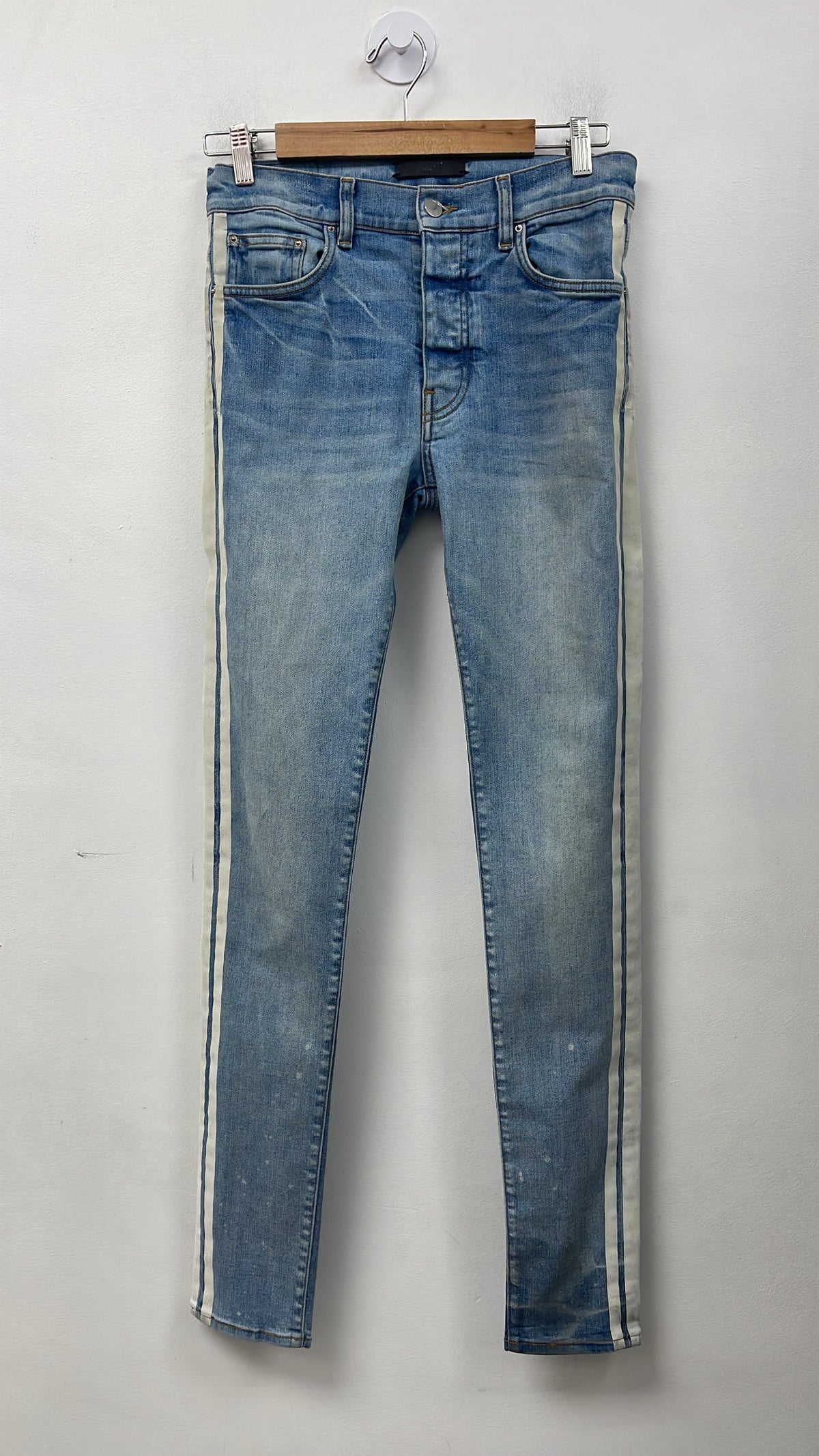 Amiri Light Wash White Stripe Jean