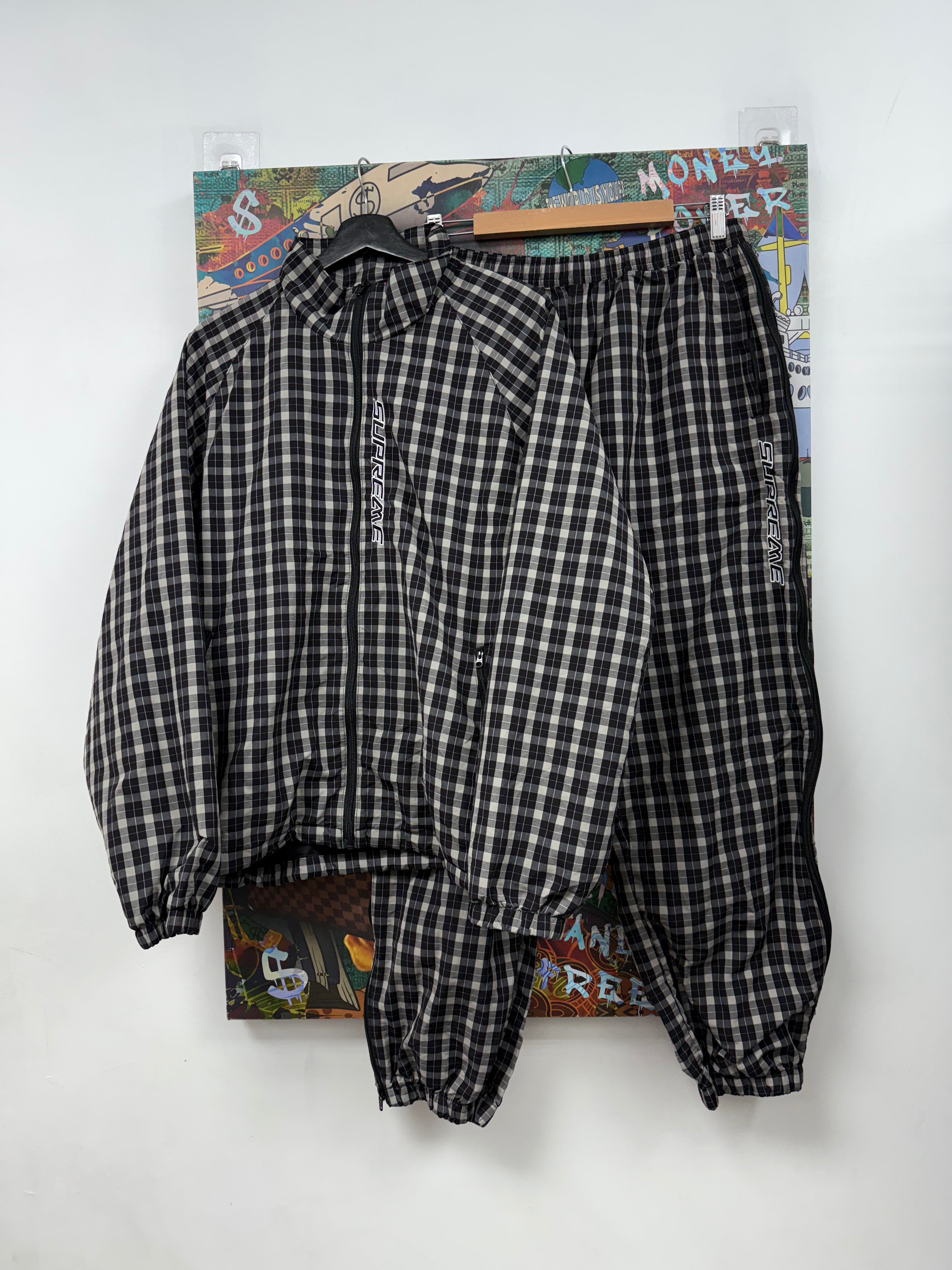 Supreme Black Plaid Track Suit