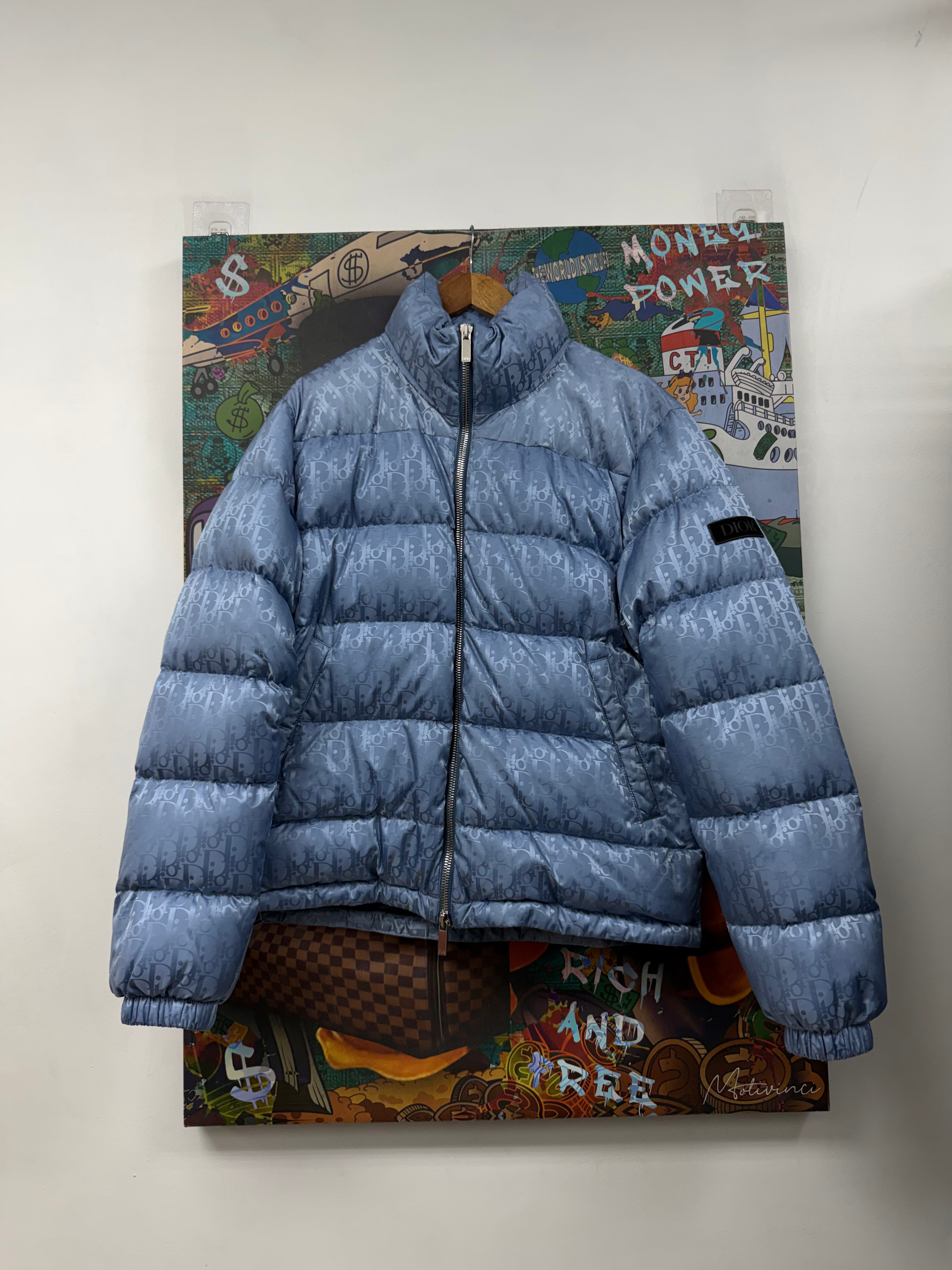 Dior Baby Blue Oblique Monogram (44) Puffer Jacket