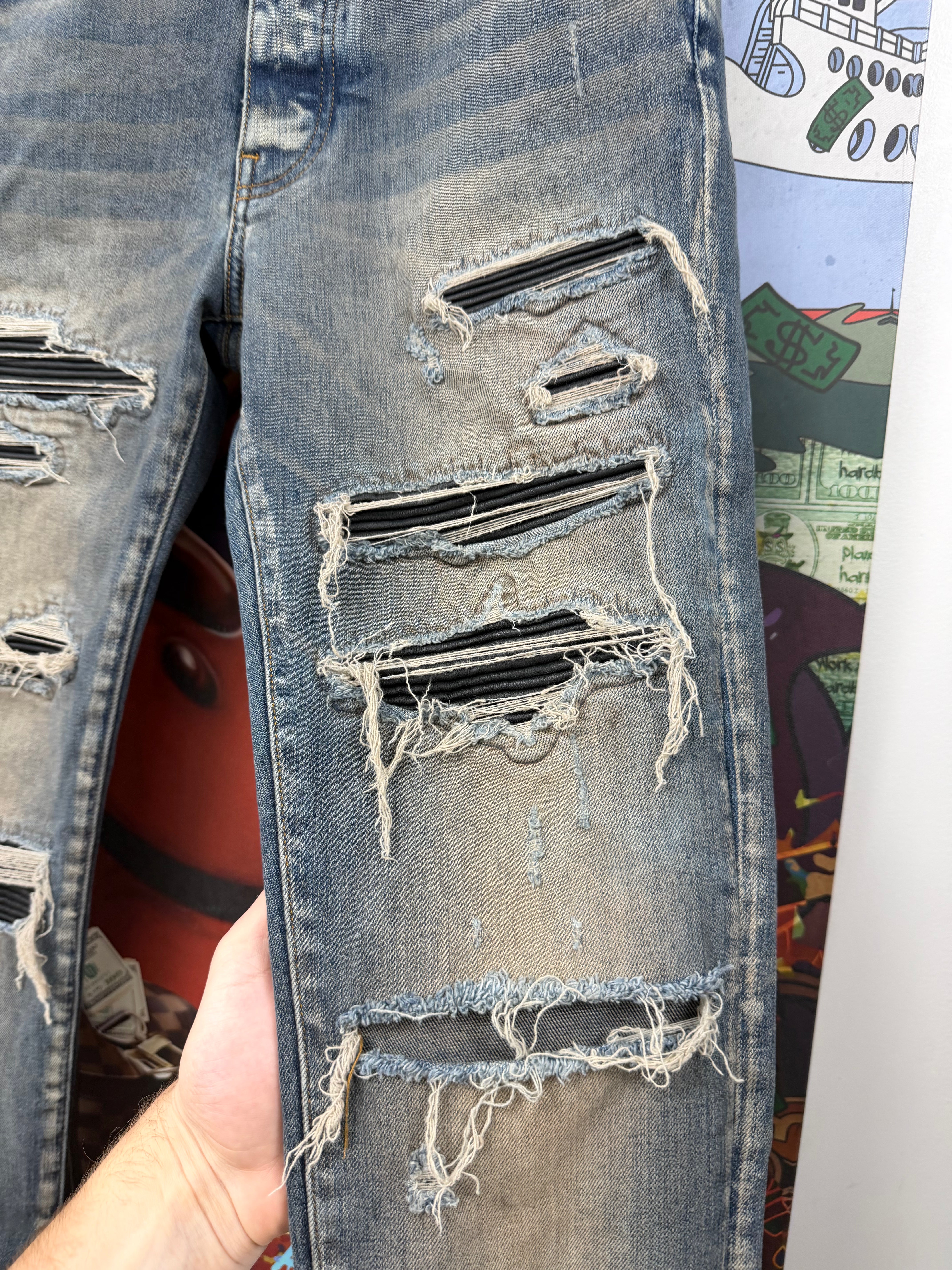 Amiri MX1 Rust Black Thrasher Patch Jeans