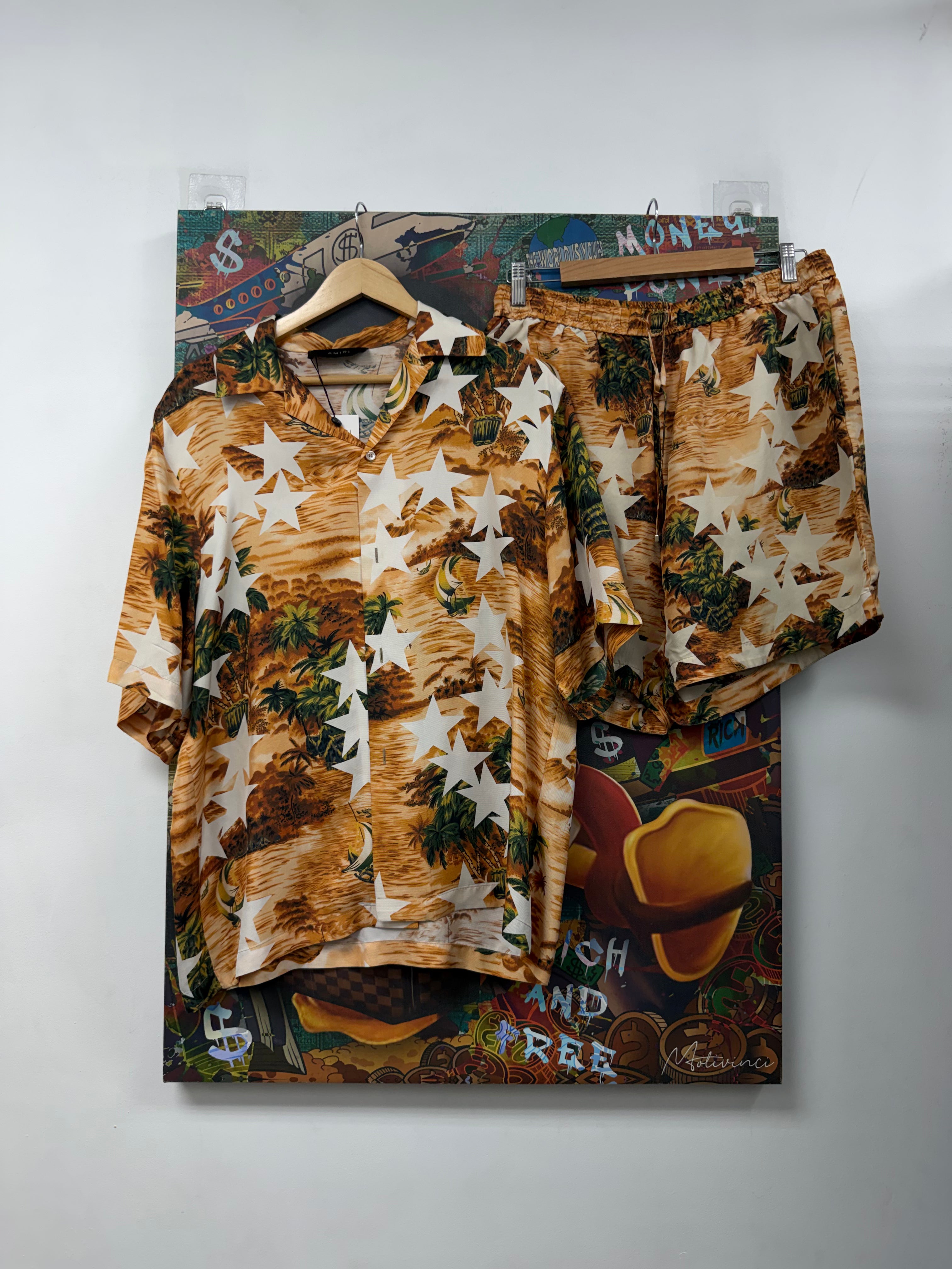 Amiri Hawaiian Patchwork Silk Set