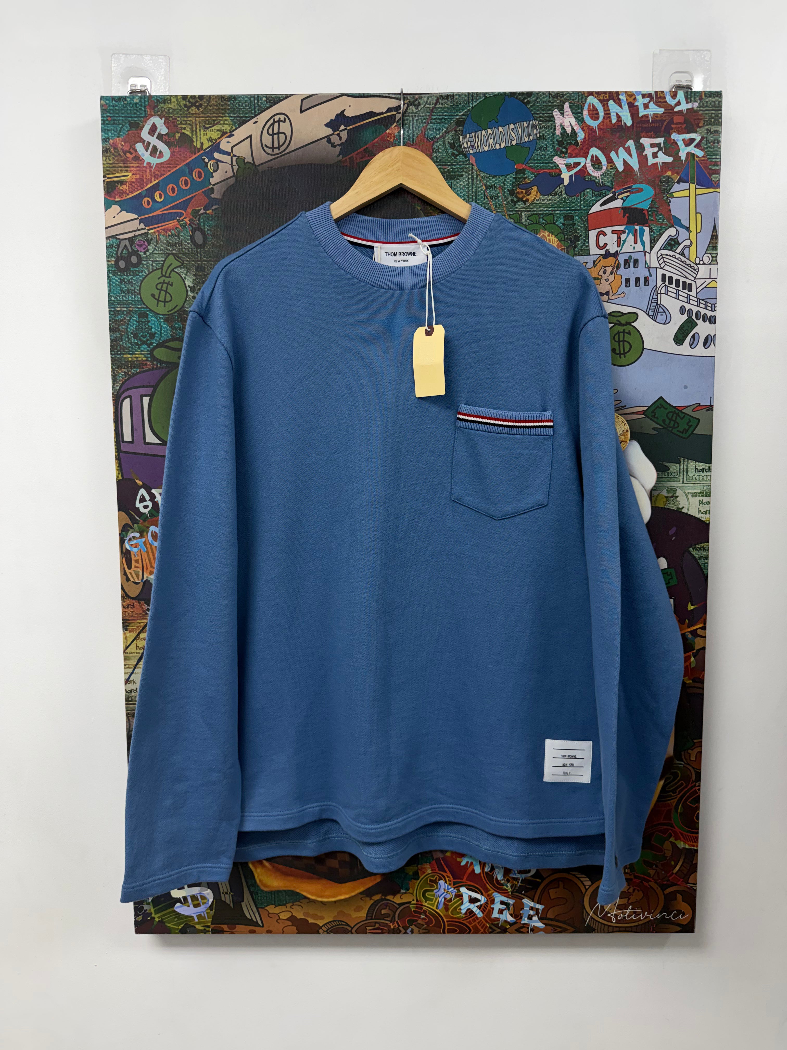 Thom Browne Powder Blue RWB Stripe (2) Crewneck