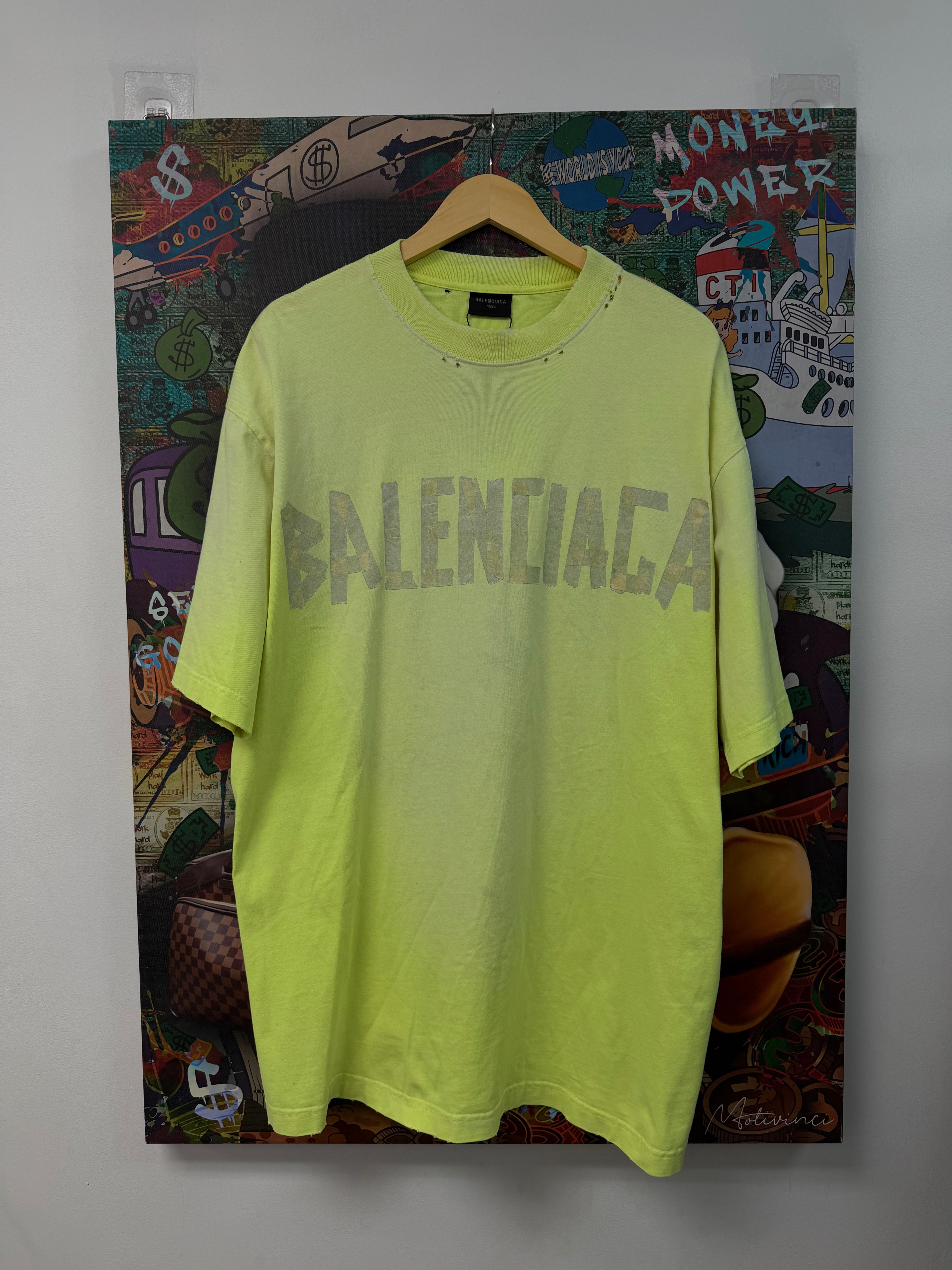 Balenciaga Neon Yellow Tape Tee
