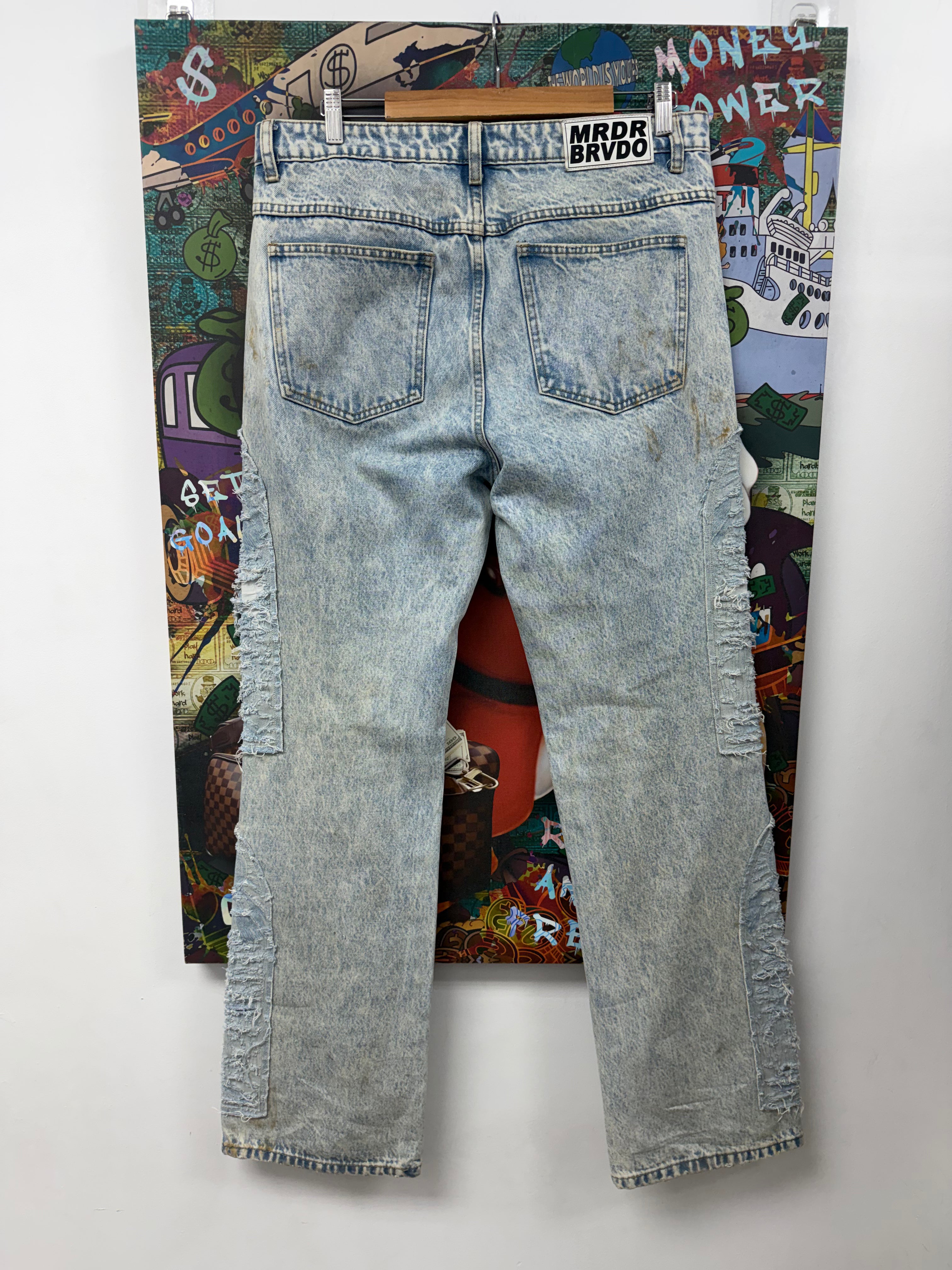 Who Decides War Light Wash Distressed Mechanic Jeans
