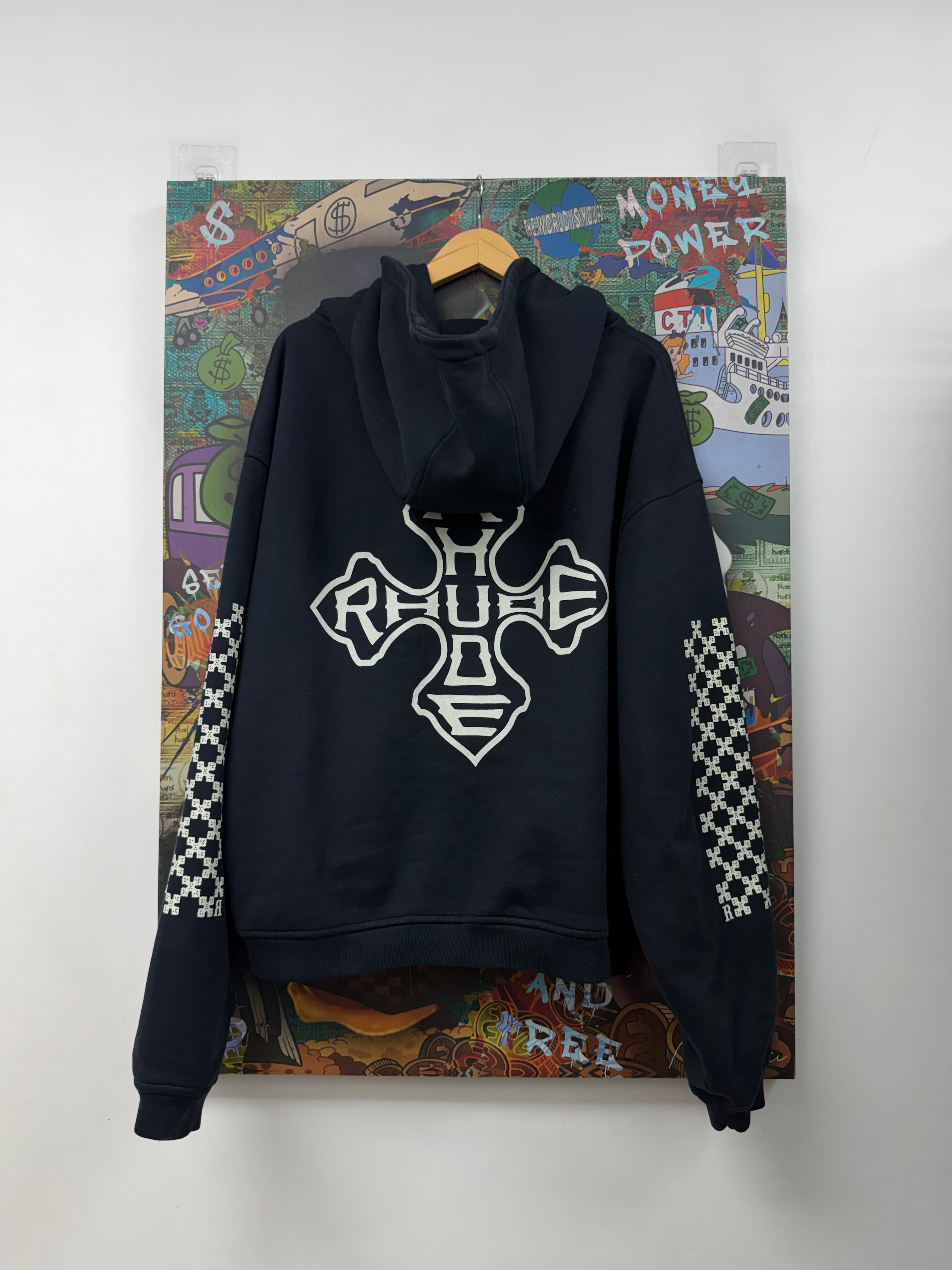 Rhude Navy Motor Cross Zip Up Hoodie