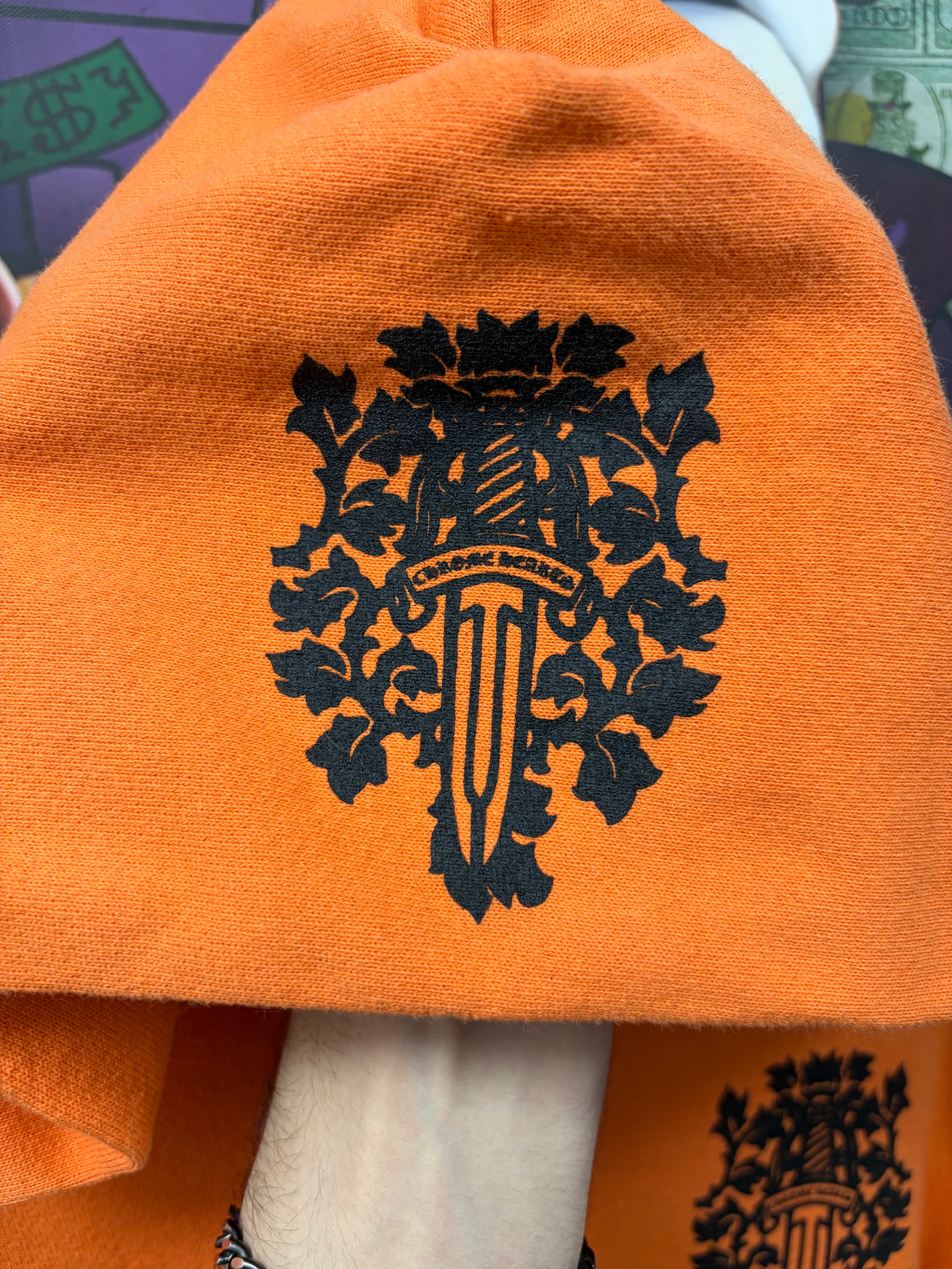 Chrome Hearts Orange Black Sunny D Vine Dagger Hoodie