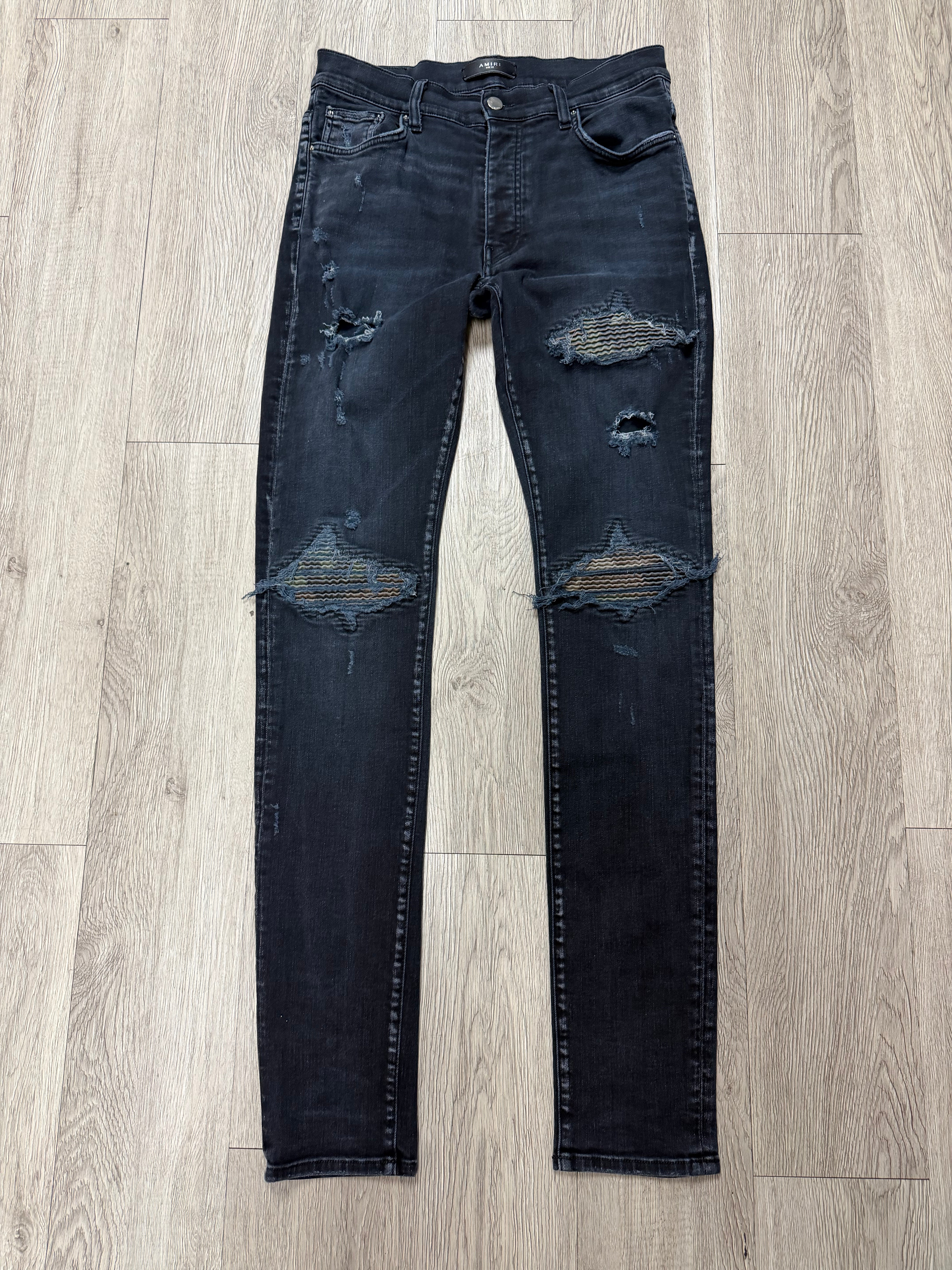 Amiri MX1 Black Camo Patch Jeans