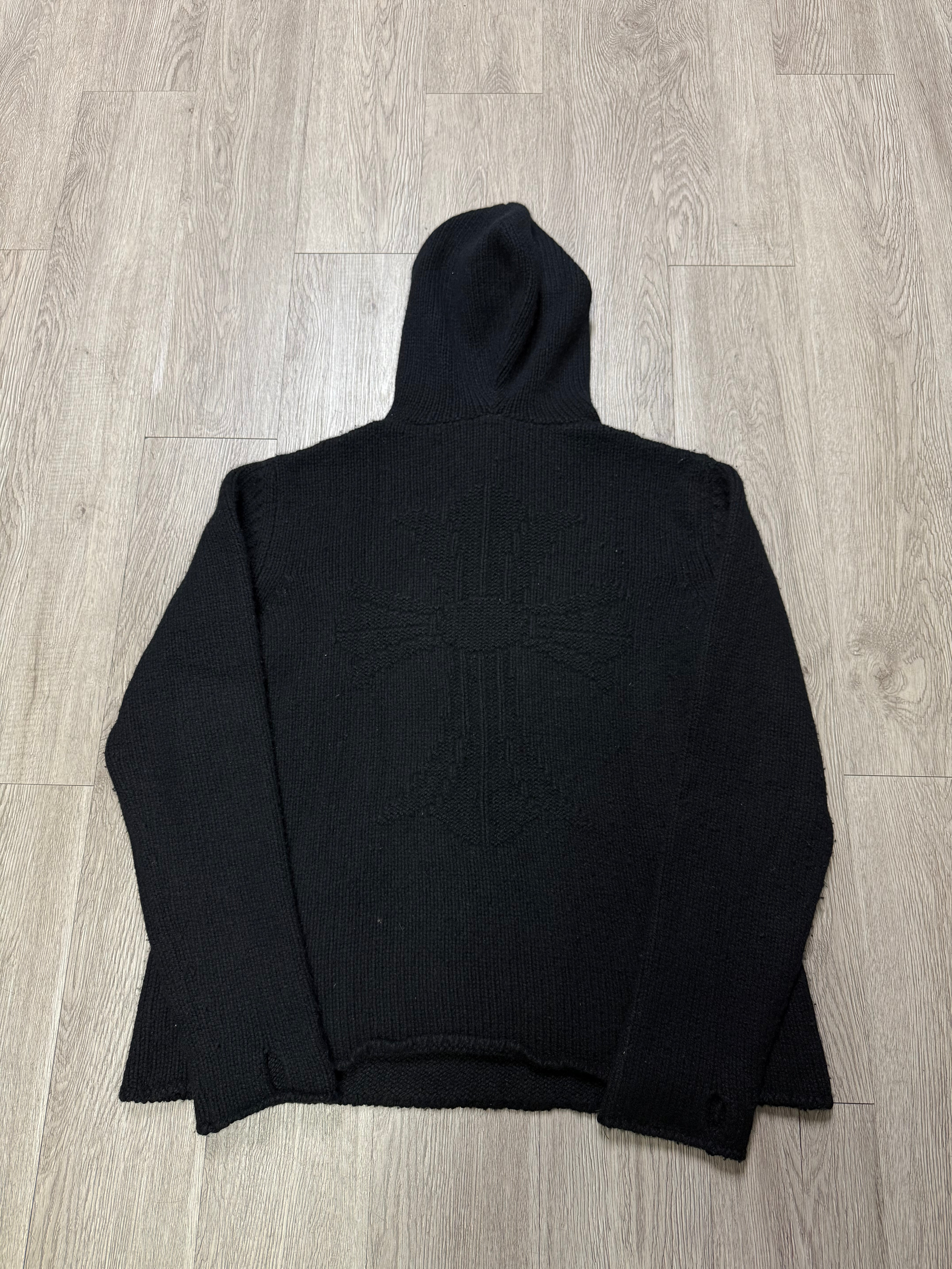 Chrome Hearts Black Cashmere Embossed Cross Patch Hoodie